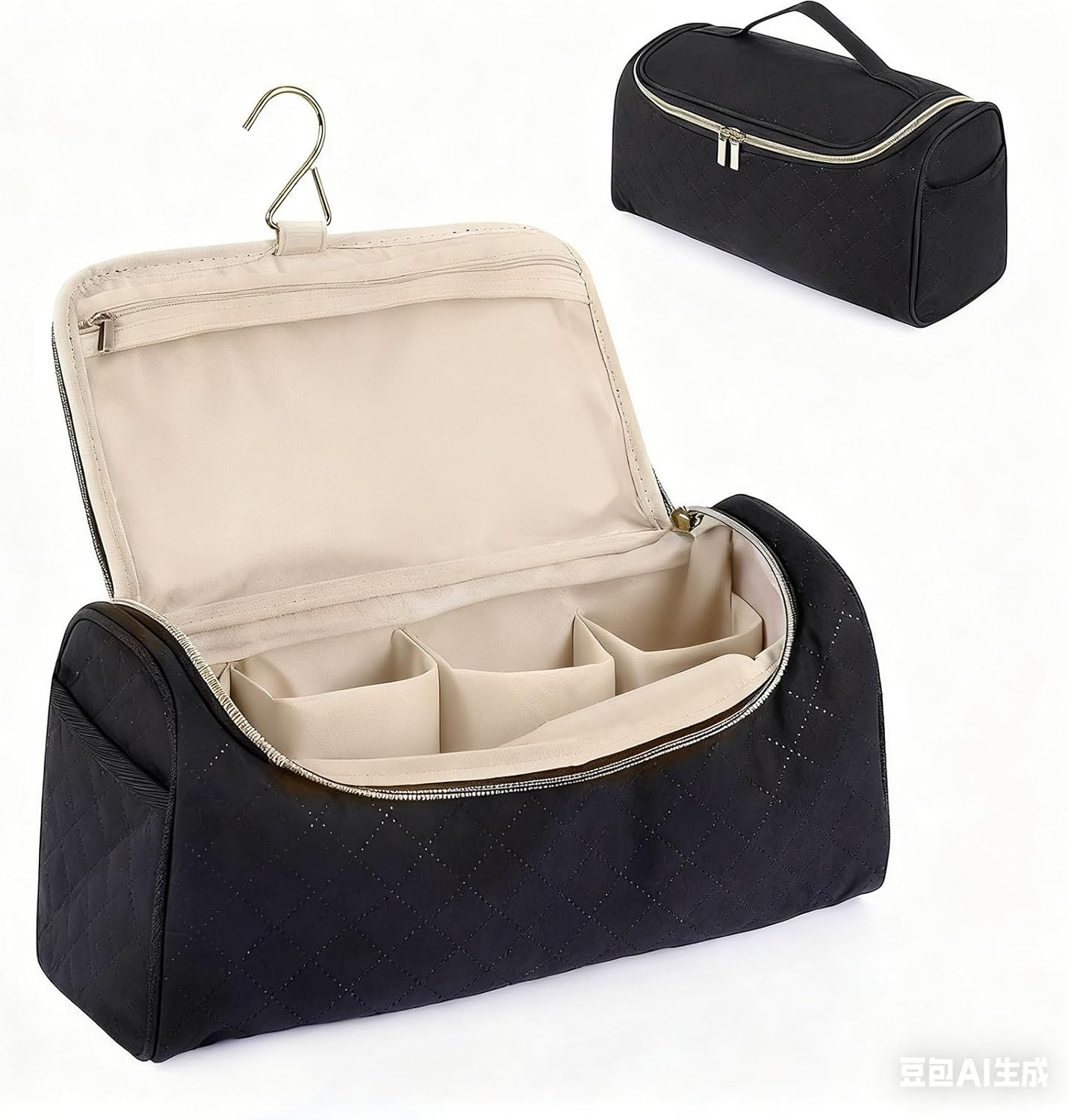 Yosoo Hair Tools Travel Bag, Portable Heat Proof Styling Accessories Storage Case for Straightener Curling Iron, with Integrated Hanging Hook for Salon Oil, Clips, Hairspray (Black) image number 4