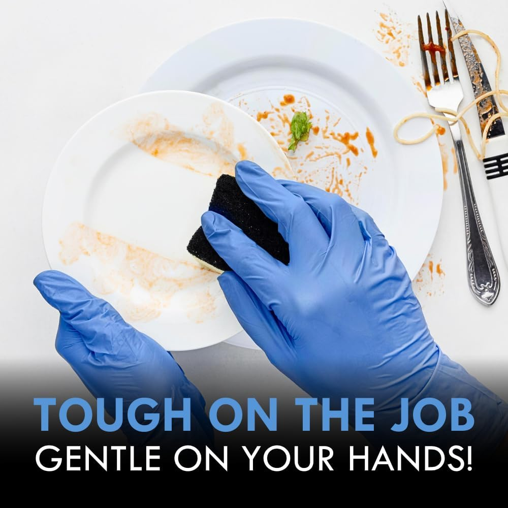 Clara Blue Nitrile Powder Free Disposable Examination Gloves, Finger Textured, 3.0G, 100 Pieces image number 2