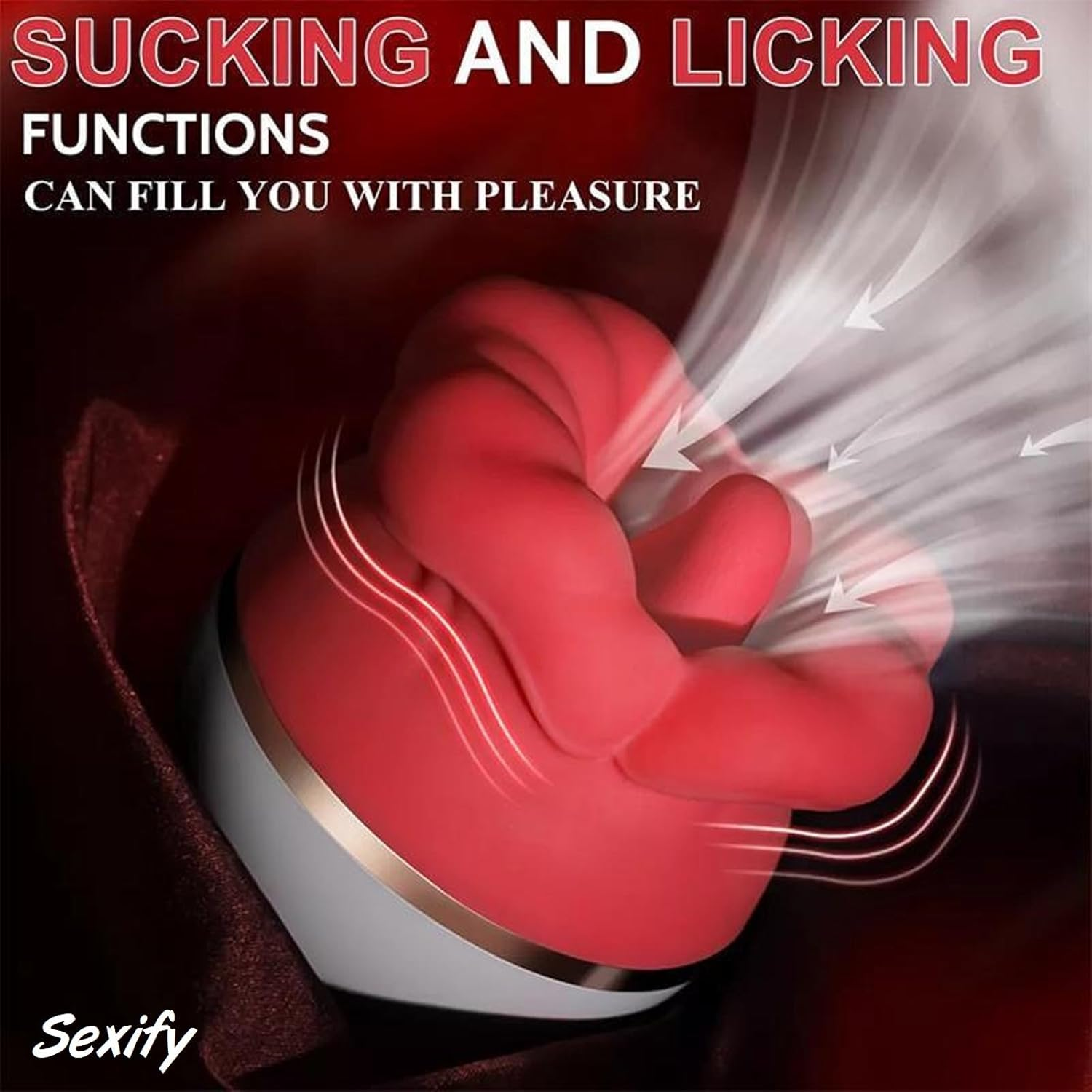 Licking Sucking Vibrator Tongue Clit Nipple G Spot Stimulator Massager Sex Toy Red image number 6