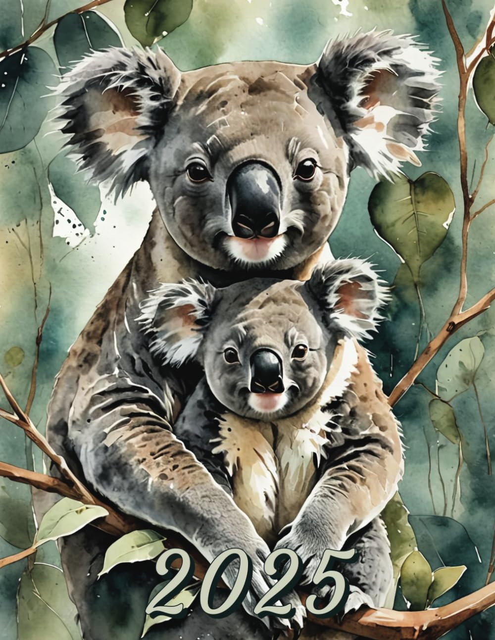 2025: Monthly Calendar Planner with Koala and Baby