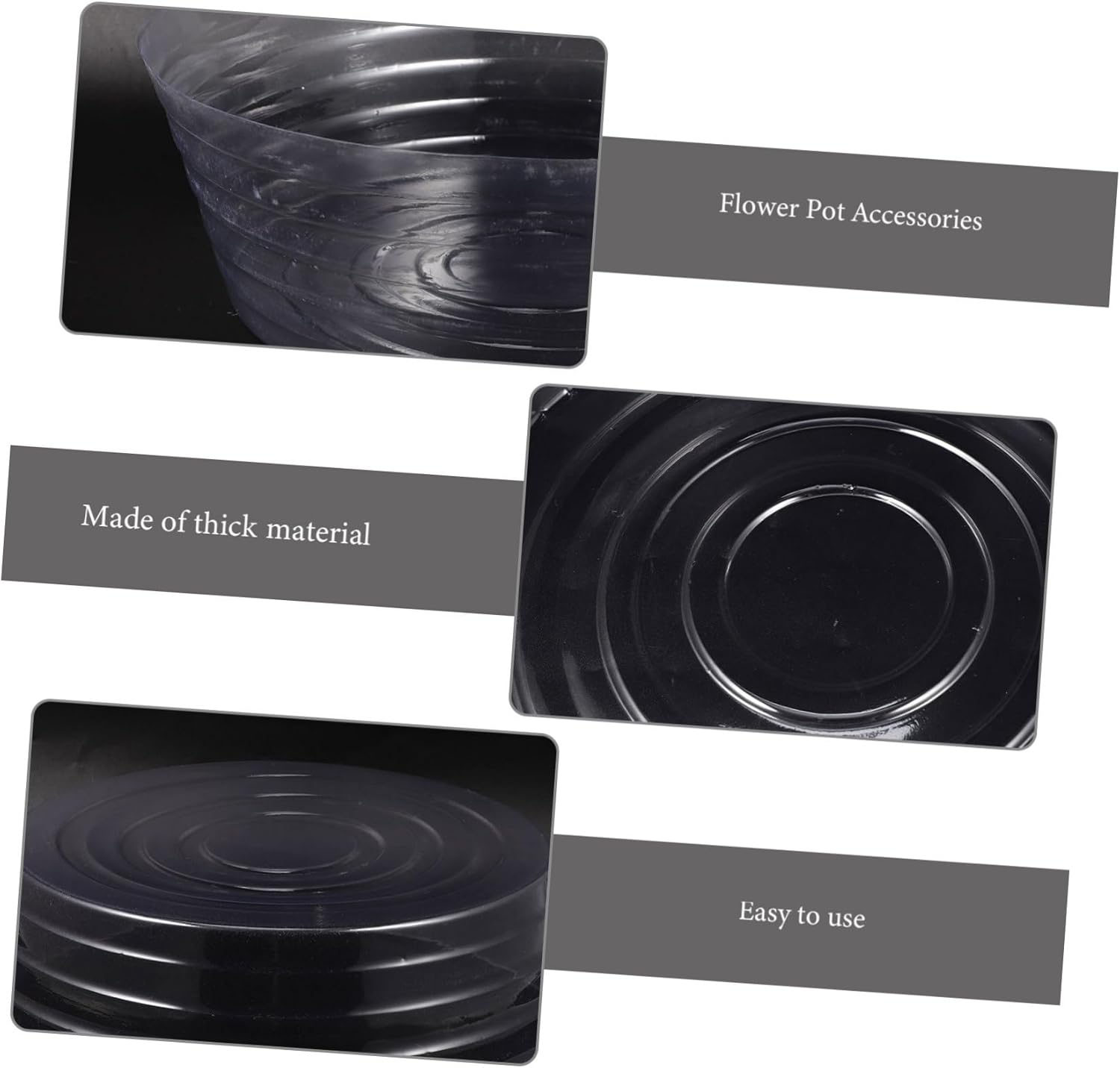 KONTONTY Plant Saucer Liner 6 Pack Deep Flower Pot Trays for Indoor Gardening Leakproof image number 3