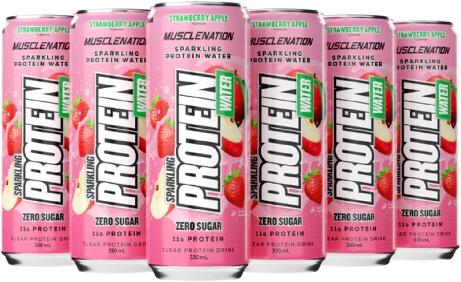 Muscle Nation Strawberry Apple Sparkling Protein Water 12 X 330Ml image number 3