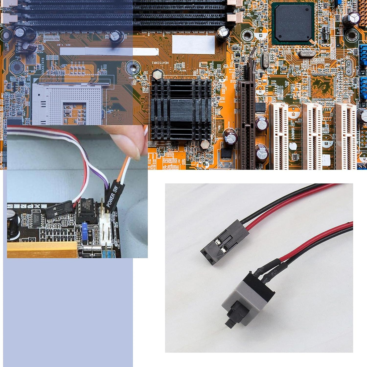 Emsea 5Pcs ATX PC Computer Motherboard Switch On/Off/Reset Power Cable 50Cm image number 2