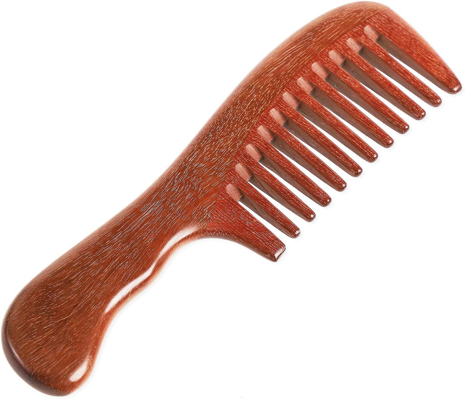 Onedor Handmade 100% Natural Red Sandalwood Hair Combs - Anti-Static Sandalwood Scent Natural Hair Detangler Wooden Comb (Red Sandalwood Extra Wide Tooth) image number 5