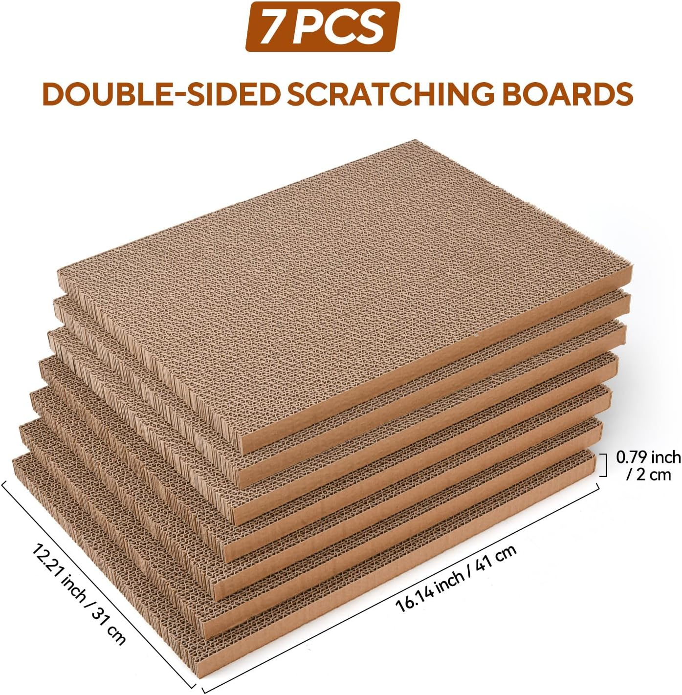 LIFLIX 7PCS Reversible Cat Scratch Pads with Box, Cat Scratch Boxes for Indoor Cats，42 X 32 X 15 CM Extra Large Cardboard Scratcher with Catnips image number 1
