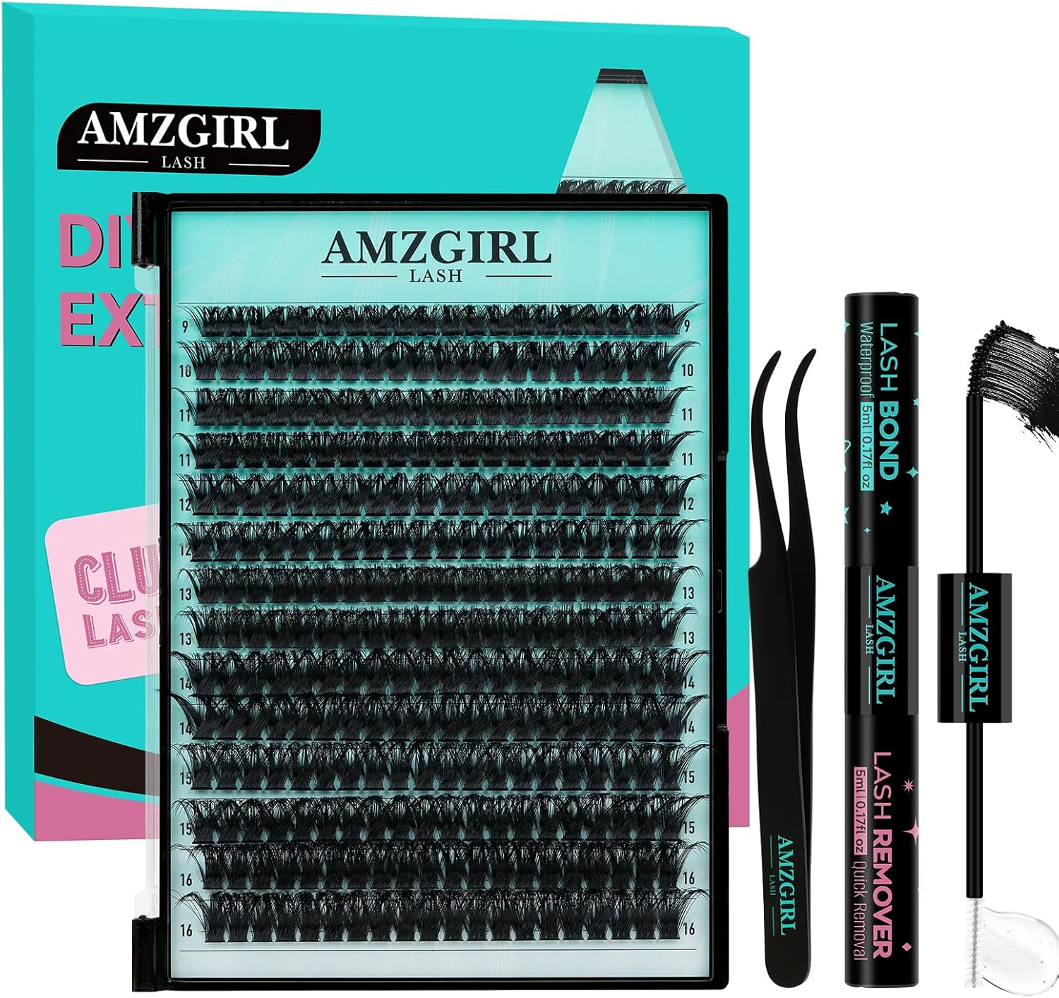 Lash Extension Kit 280PCS Eyelash Clusters 90D DIY Eyelash Extension Kit Individual Lashes Natural Lash Clusters Kit with Eyelash Bond & Remover and Tweezers(D-Mix9-16Mm Kit) image number 4