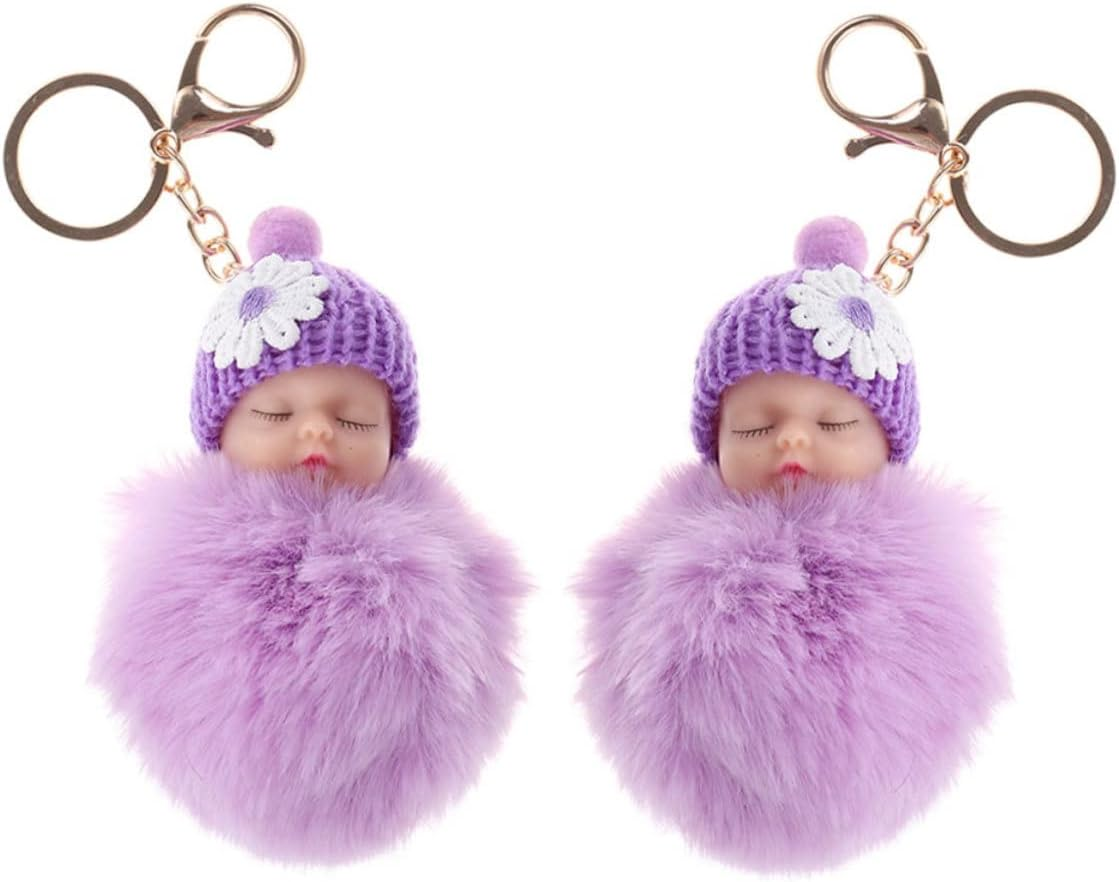 FOYTOKI 2Pcs Stylish Plushie Keychain Keyring Pompom Decor Decorative Bag Pendant Cartoon Charm
