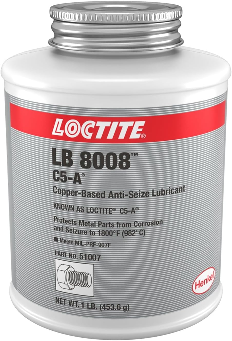 Loctite LB 8008 C5-A Anti-Seize Lubricant | Copper & Graphite Fortified Paste | High-Temperature Protection up to 980&deg;C | Brush Top Can | 454 G