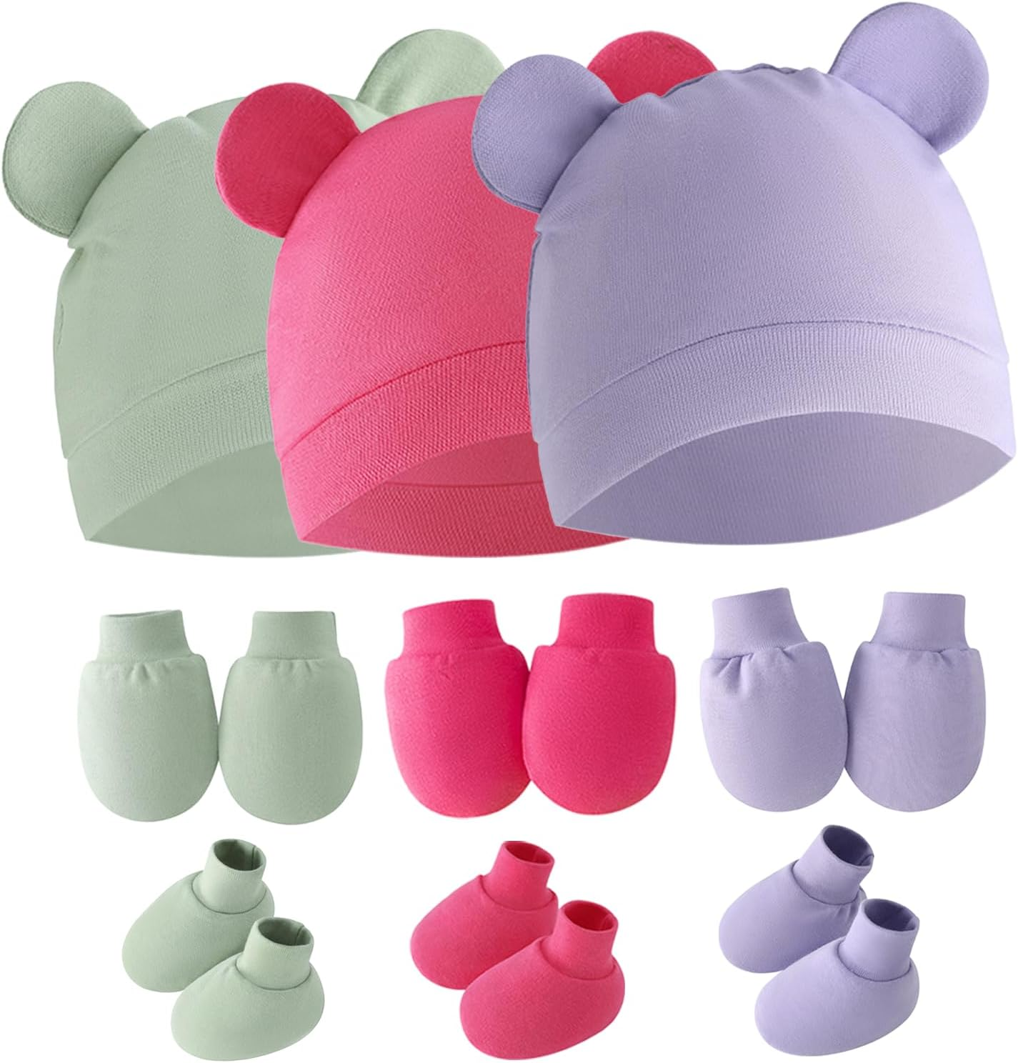 3-Set Soft Cotton Baby Beanie Hat Stretchable, Comfortable and Breathable Knit Cap for Newborn Boys, Seasons &ndash; Baby Gear, Baby Boy Hat image number 2