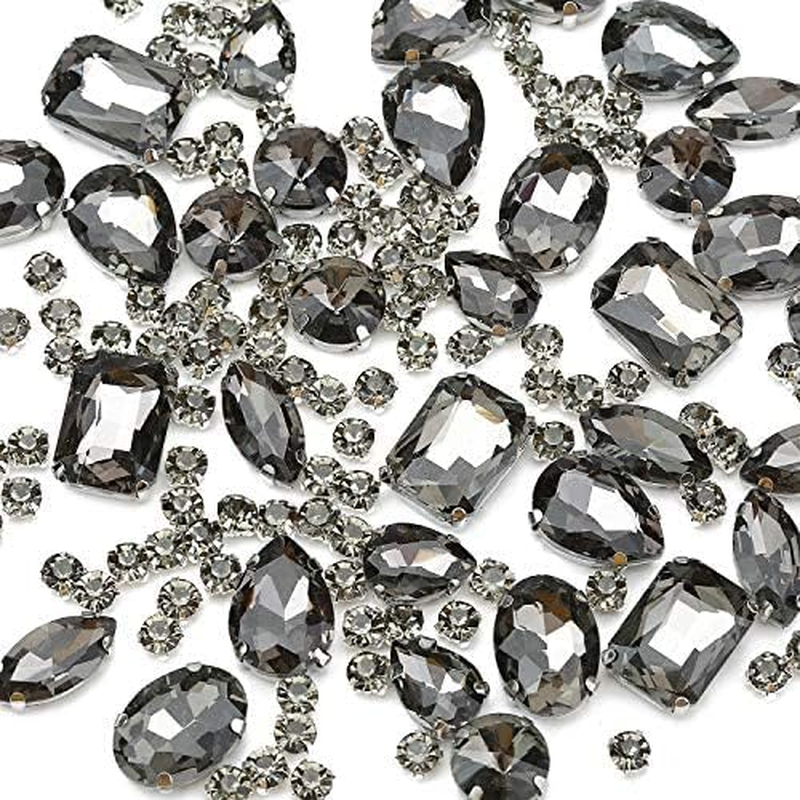 Choupee Gold Rhinestones, Sew on Rhinestones Sew on Glass Gems Jewels for Clothes Clothing Crafts Jewelry Making, Costume, Shoes,Dress, Garments Mixed 130PCS - Ab image number 3