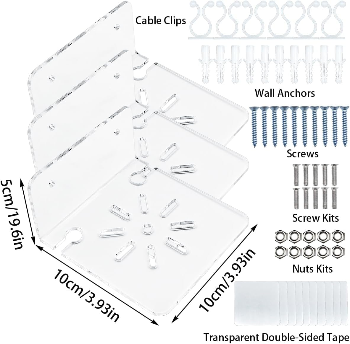 Liyquint 3Pcs Drill Free Wall Mount Shelf for Security Cameras,Wall Mount Floating Shelves, Baby Monitors, Speakers & More, Universal Holder, Strong Adheasive, Easy to Install (3, M)