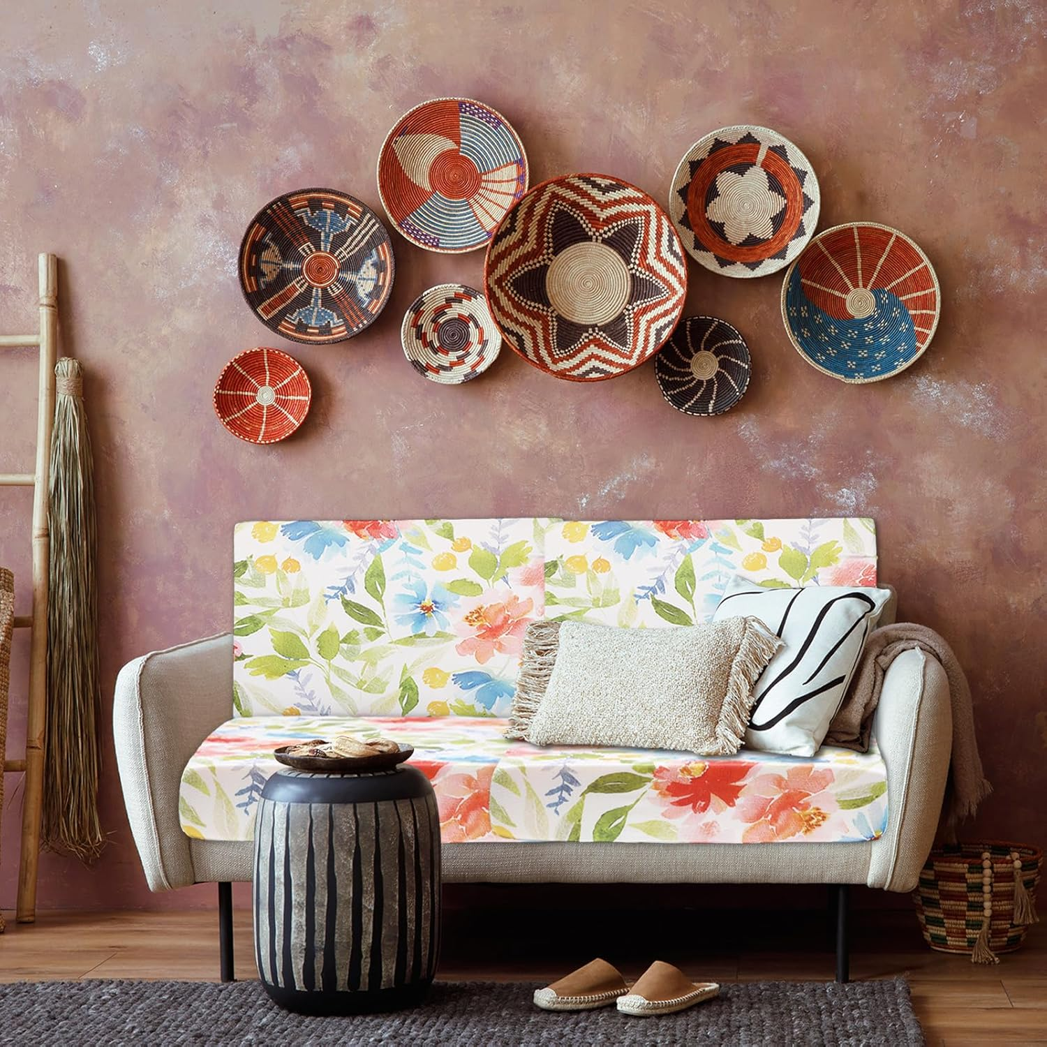 Newwiee 12 Pcs Patio Stretch Outdoor Cushion Covers Sofa Couch Covers Replacement Couch Slipcover for Sofa Seat Chair Porch Patio Furniture Protector, Flexibility and Washable(Flower,Watercolor) image number 3