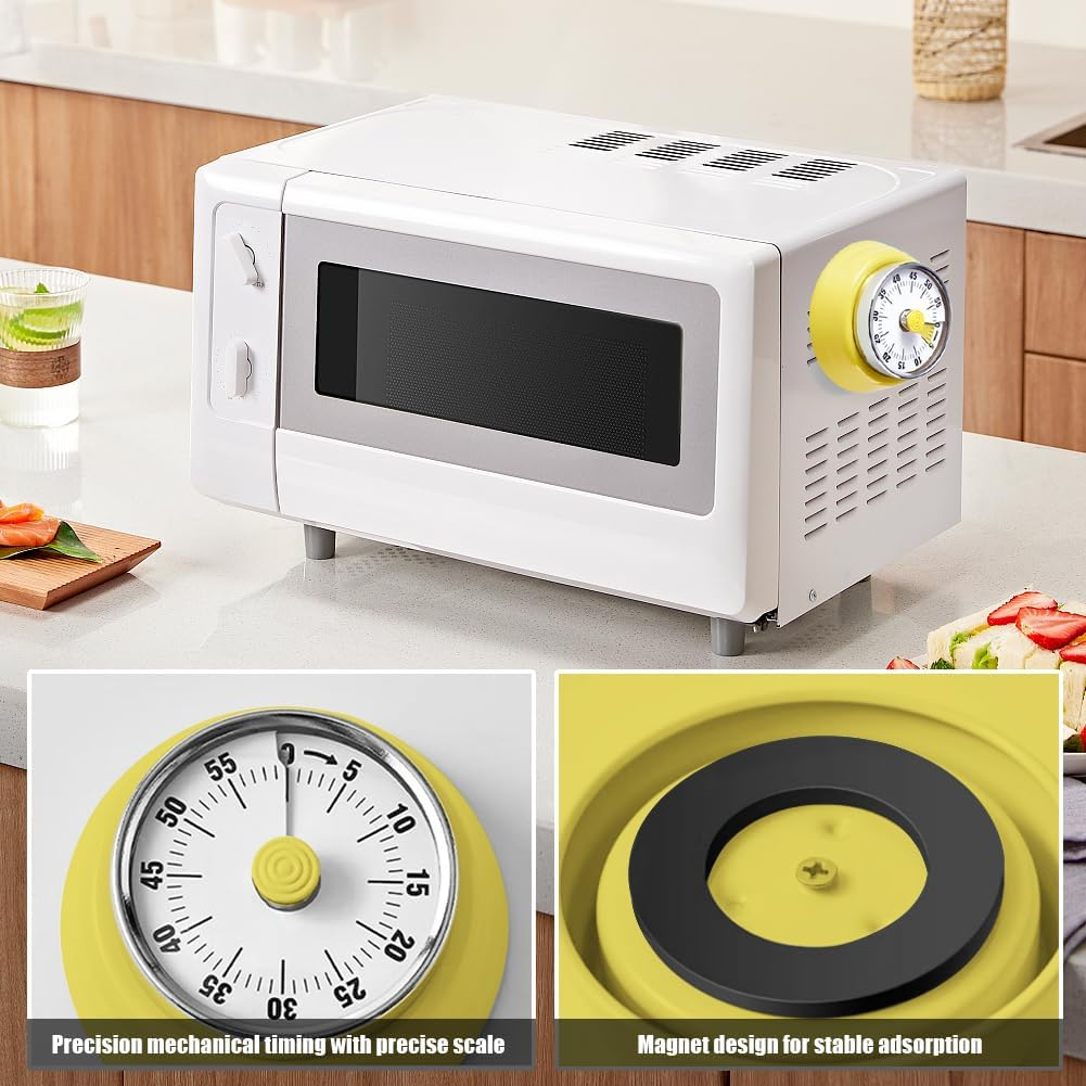 Wind up Kitchen Timers, 60 Minute Mechanical Visual Timer Outlet Magnetic Countdown for Classroom Cooking Fitness Baking Studying Teaching,Home MOD ADHD Tools Homeschool Supplies for Kids Seniors image number 3