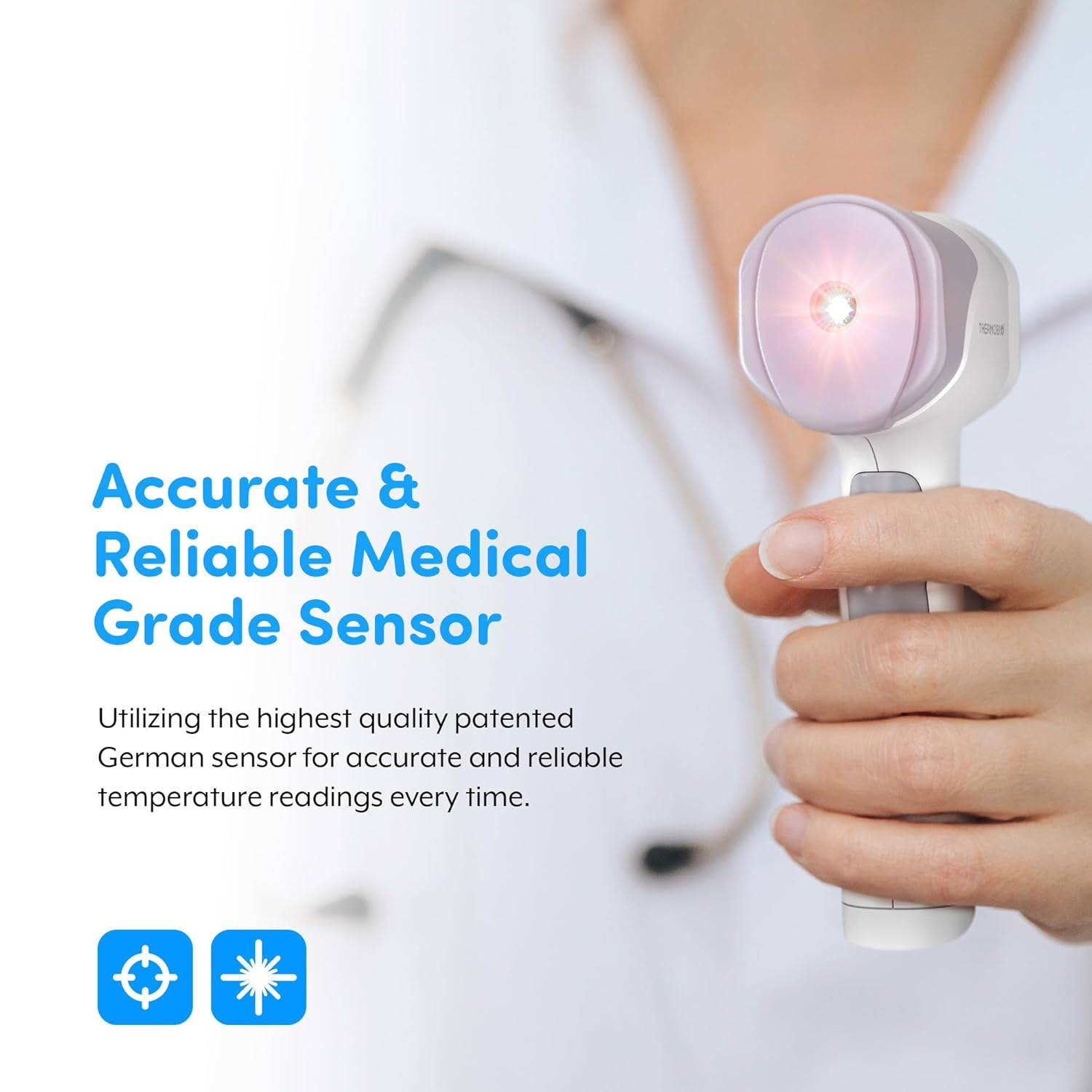 Medical Grade Heavy Duty Touchless Infrared Forehead Thermometer, for Adults & Baby Digital Thermometer Gun, 1S Instant Results, Object and Forehead Modes image number 1