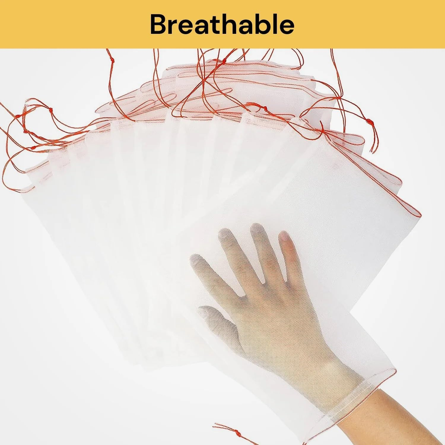 Ezonedeal 50 PCS Fruit Protection Bags, 6X10 Inch Fruit Netting for Fruit Trees, Garden Plant Protector Mesh Cover Bag for Grape, Tomato, Banana, Peach, Apple, Flower image number 4