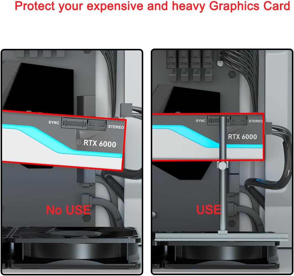 GPU Support Bracket, Graphics Card Support, GPU Bracket Brace, Video Card Sag Holder Bracket, GPU Stand, Adjustable anti Sag GPU Stand for Fan Aluminum 129Mm image number 3