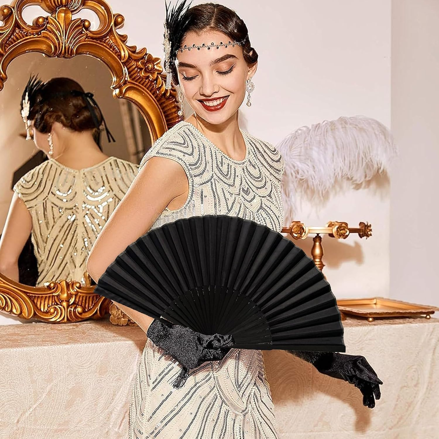 2 Pcs Hand Fan Folding,Chinese Bamboo+Silk Fabric Handheld Fan,Black Vintage Folding Hand Fan for Women/Men,For Dancing Performance,Cosplay,Wedding,Festival Party,Home Decorations, Birthday Gifts
