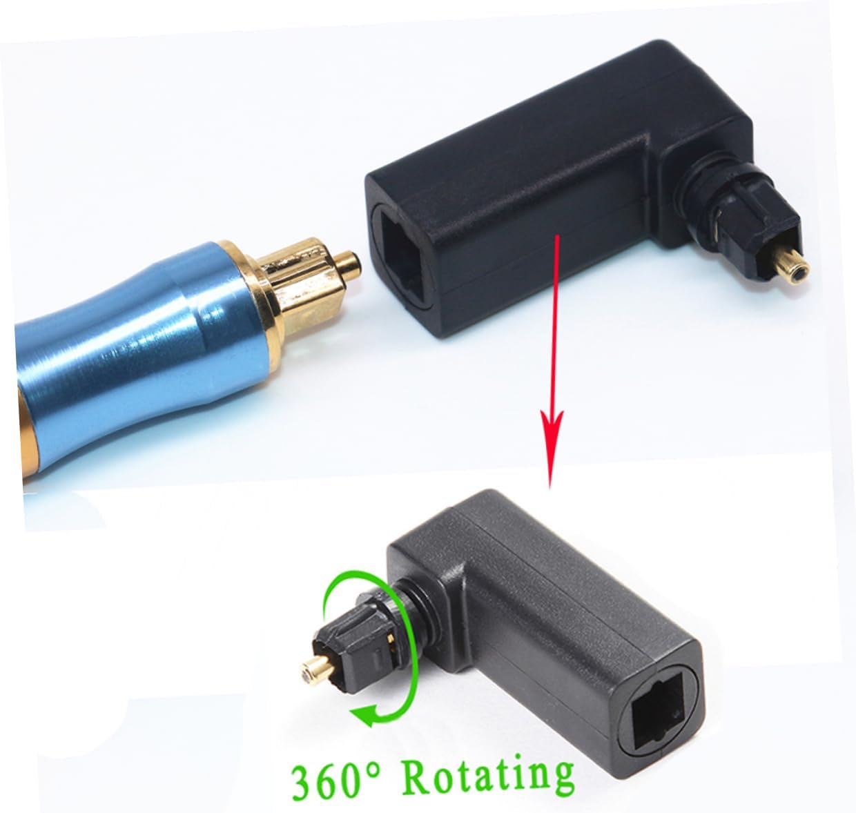 5-Pack 90-Degree Fiber Optic Adapter Male to Female Audio Connector for Home Theater and Sound Systems image number 4