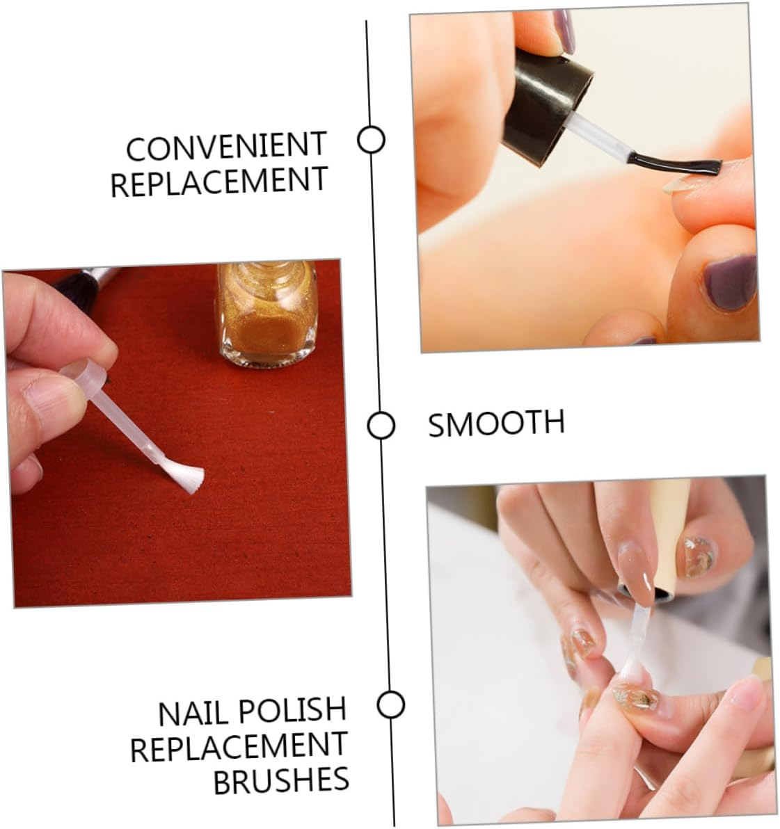 Beatifufu Replacement Nail Polish Brush Set 250Pcs Long round Brush for Nail Art Applicators and Diy Manicures image number 2