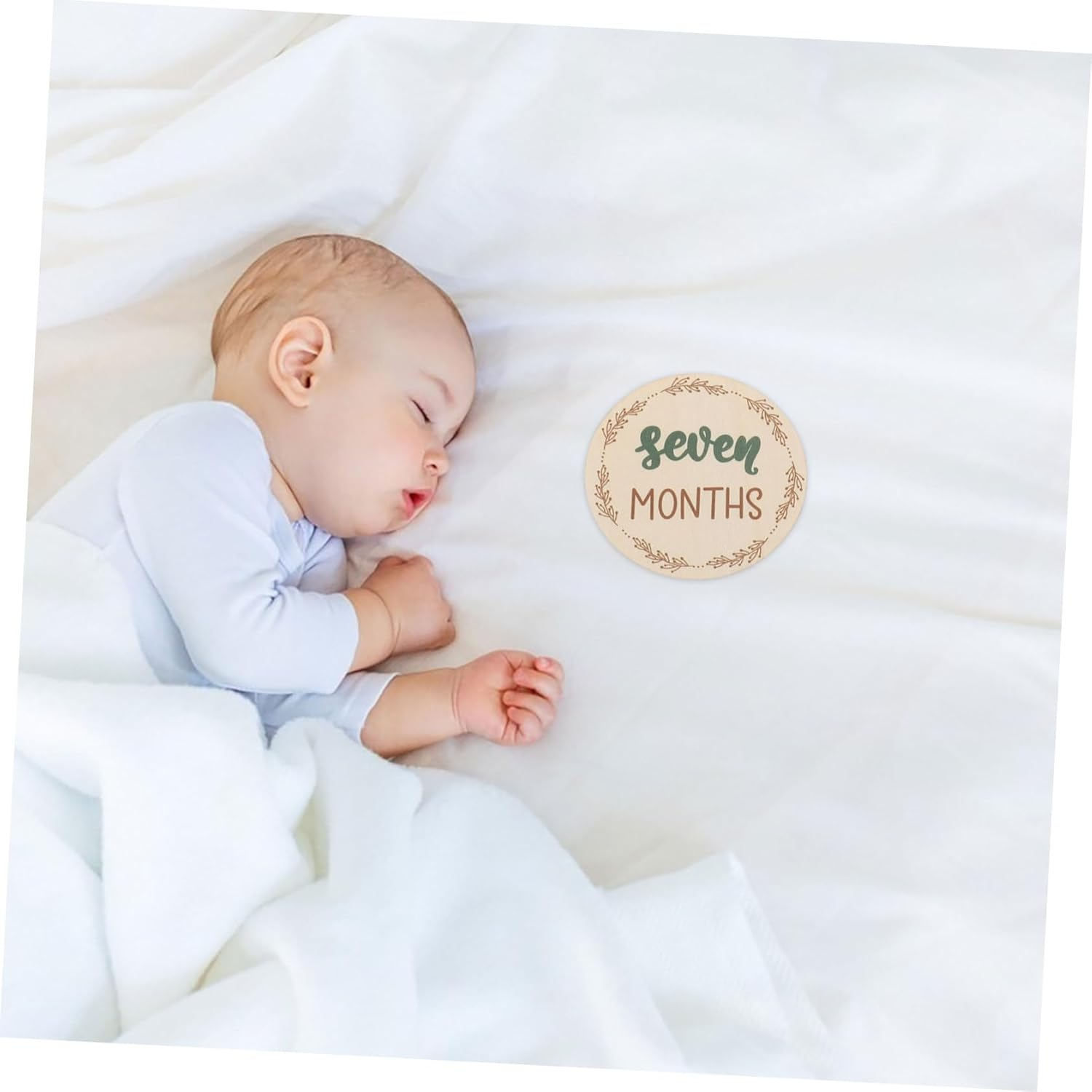 SEWOART Monthly Milestone Wooden Cards Photo Prop Newborn Months Signs Growth Milestone Blocks image number 1