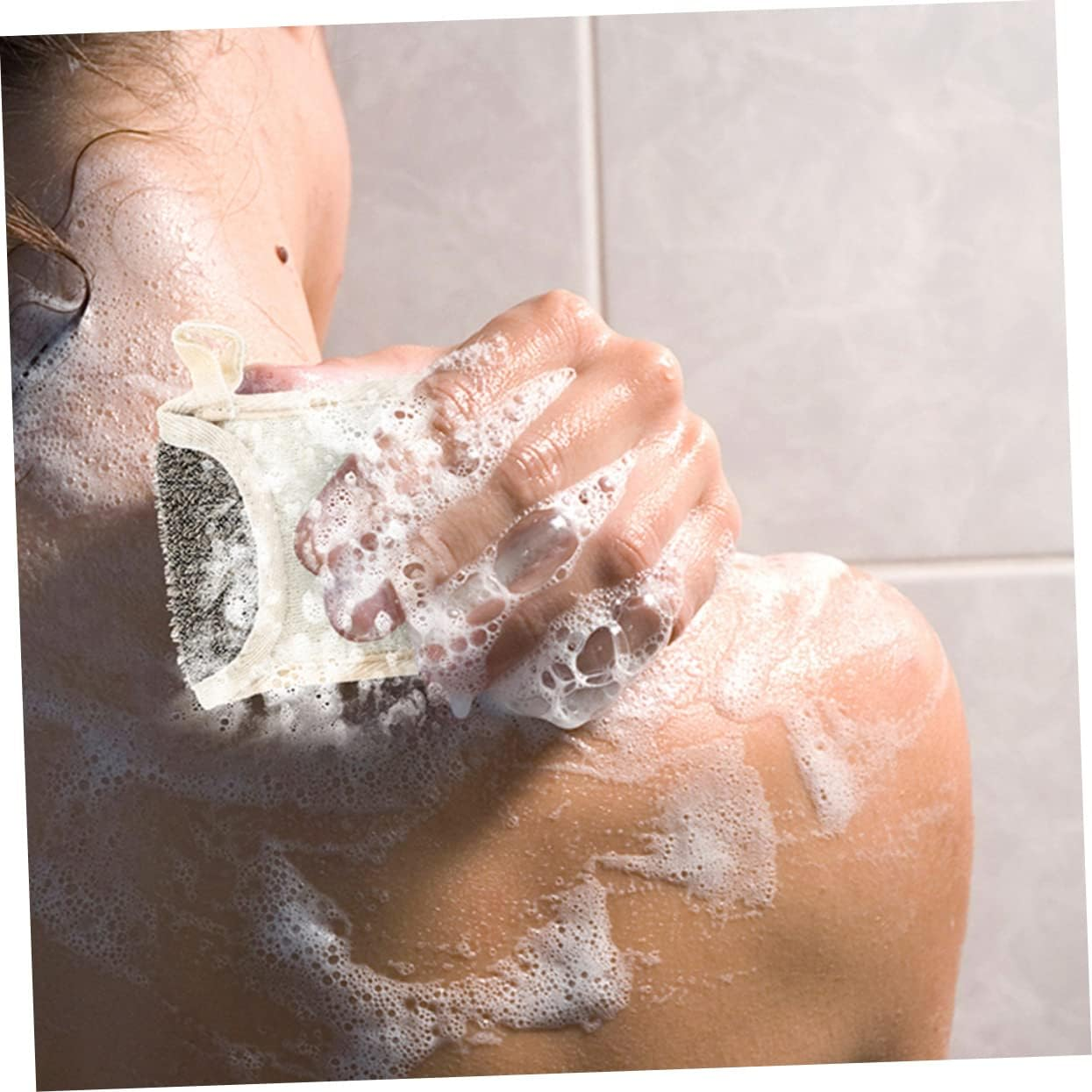 Ipetboom Black Linen Soap Pouches 4-Pack Exfoliating Soap Saver Bag Portable Net Pouch for Bath and Shower image number 5