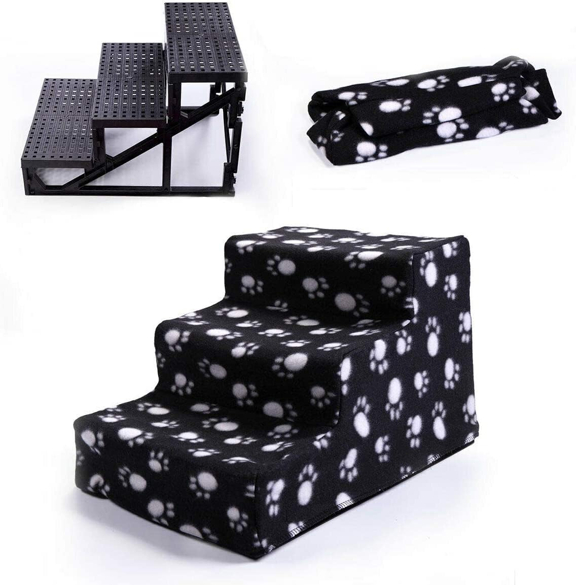 LEDON 3 Steps Pet Stairs Portable Cat Dog Ladder Step Ramp Pup Play/Tennis Ball Toy Lightweight Indoor Support for Senior & Arthritic Pets image number 6