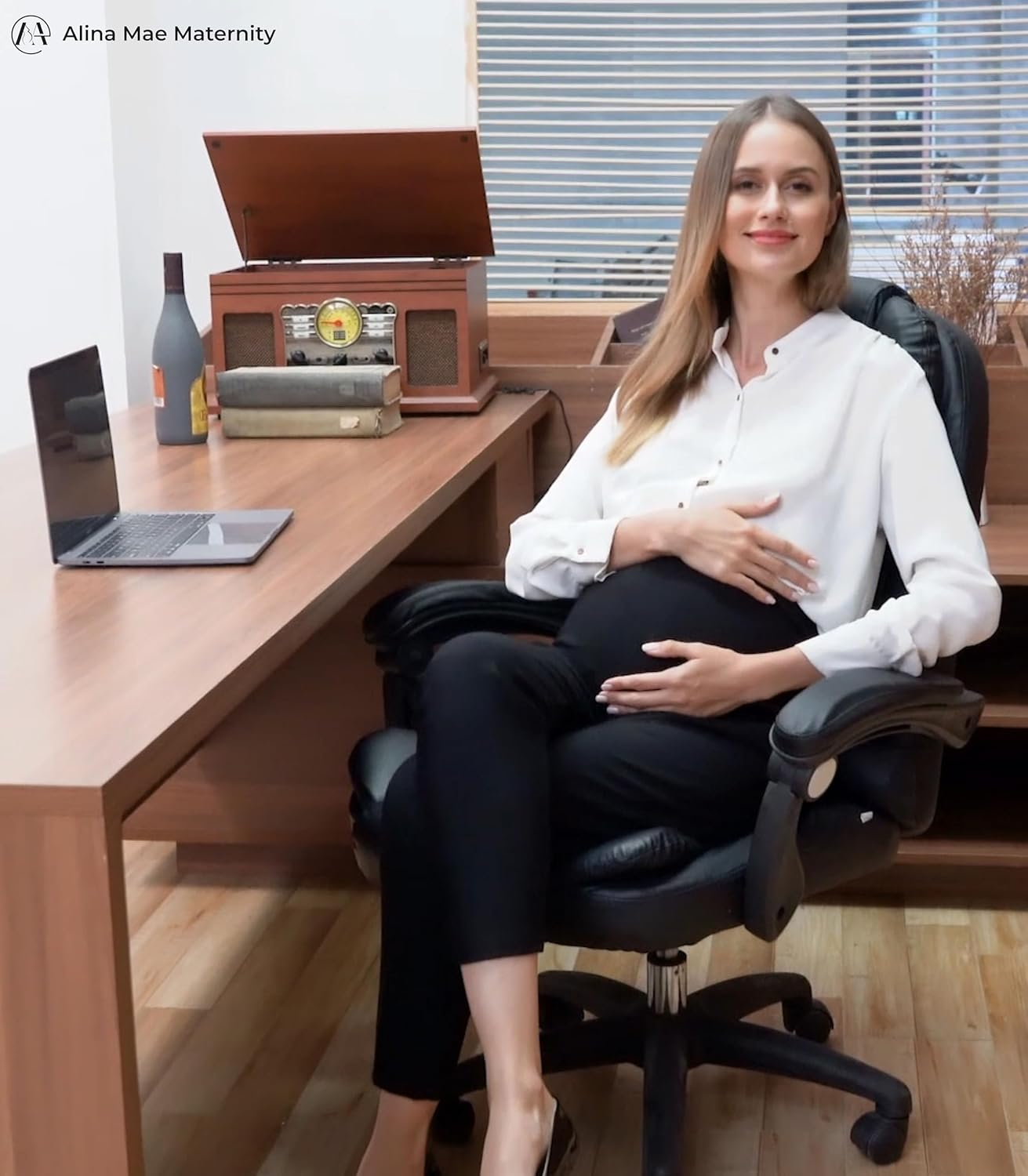 Maternity Pants Comfortable Stretch Over-Bump Women Pregnancy Casual Capris for Work image number 6