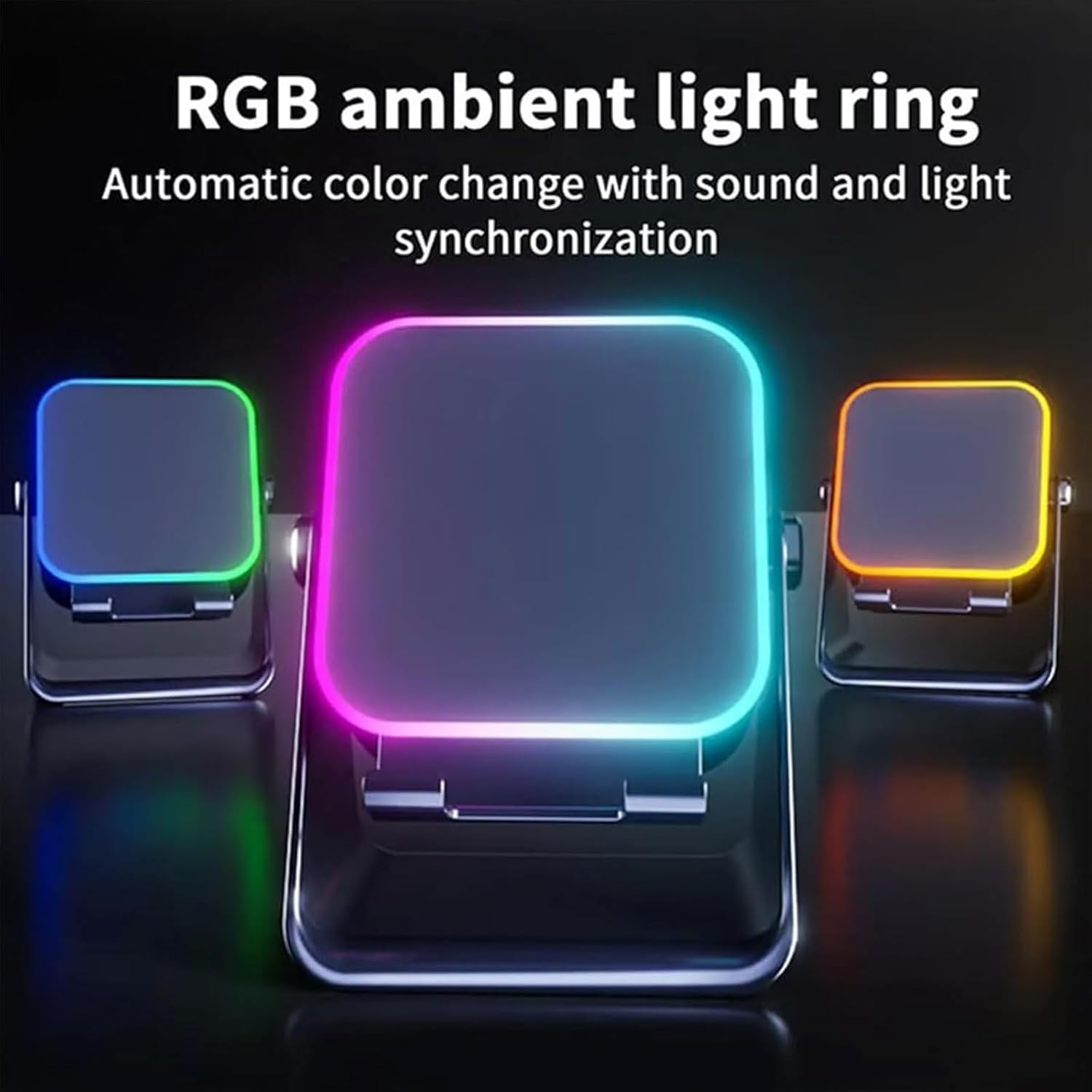 5-In-1 Wireless Induction Bluetooth Speaker with Adjustable Phone Stand, Wireless Induction Audio Speaker Stand, 360&deg; Rotating Design, USB Rechargeable for Smartphones (Black) image number 1