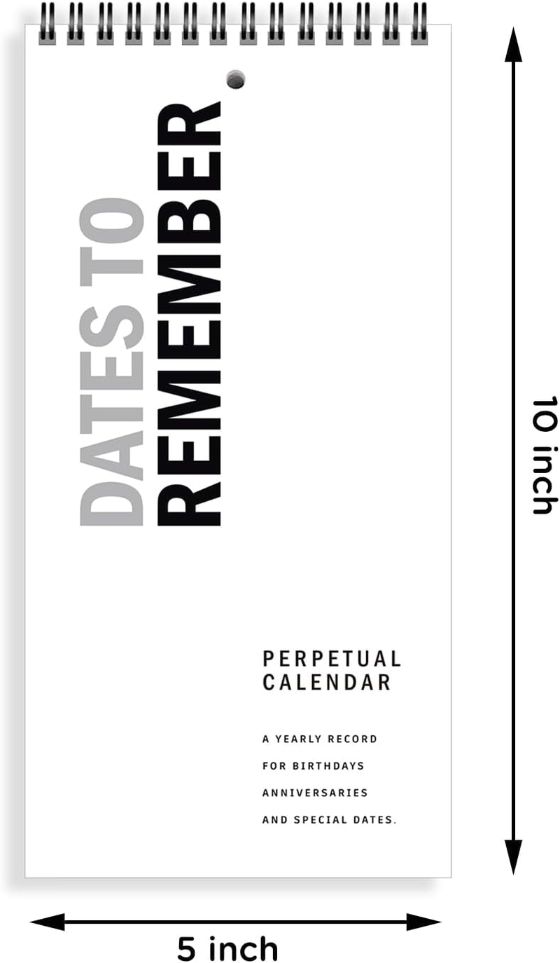 V2Croft Perpetual Calendar, 5" X 10" Minimalist Special Event Reminder Calendar Book, Sprial Monthly and Daily Wall Hanging Organizer for Important Dates, Birthdays, Anniversaries (White) image number 3