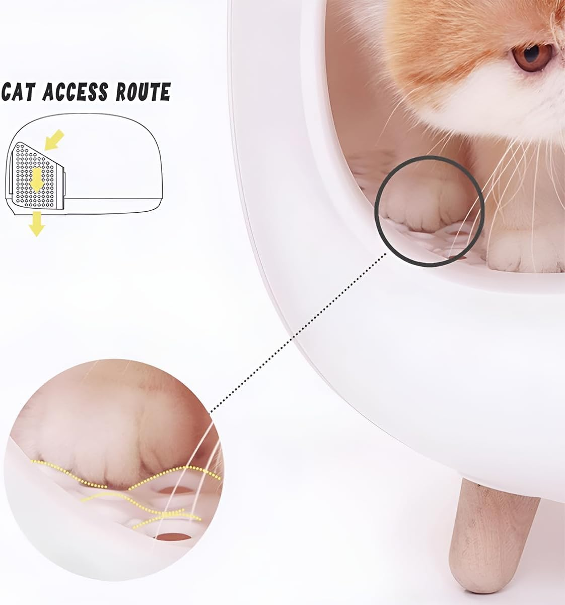 Potato Semi-Closed Cat Litter Box, Large Capacity Drawer Cat Toilet, Durable Pet Supplies with Removable Sand Basin, Easy to Clean for Large Cats, Modern Design, Indoor Use image number 4