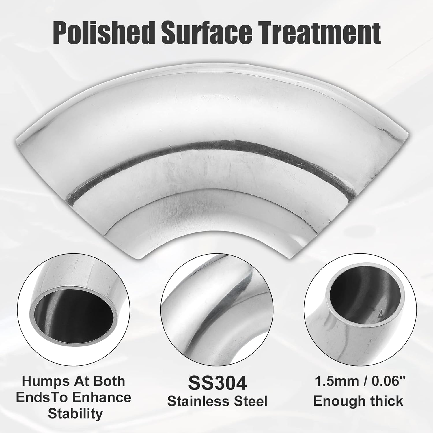 X AUTOHAUX 1 Pcs OD 1.55 Inch 90 Degree Mandrel Bend Elbow SS304 Stainless Steel Exhaust Elbow Pipe for Car Modified Exhaust System 1.55" Piping Silver Tone