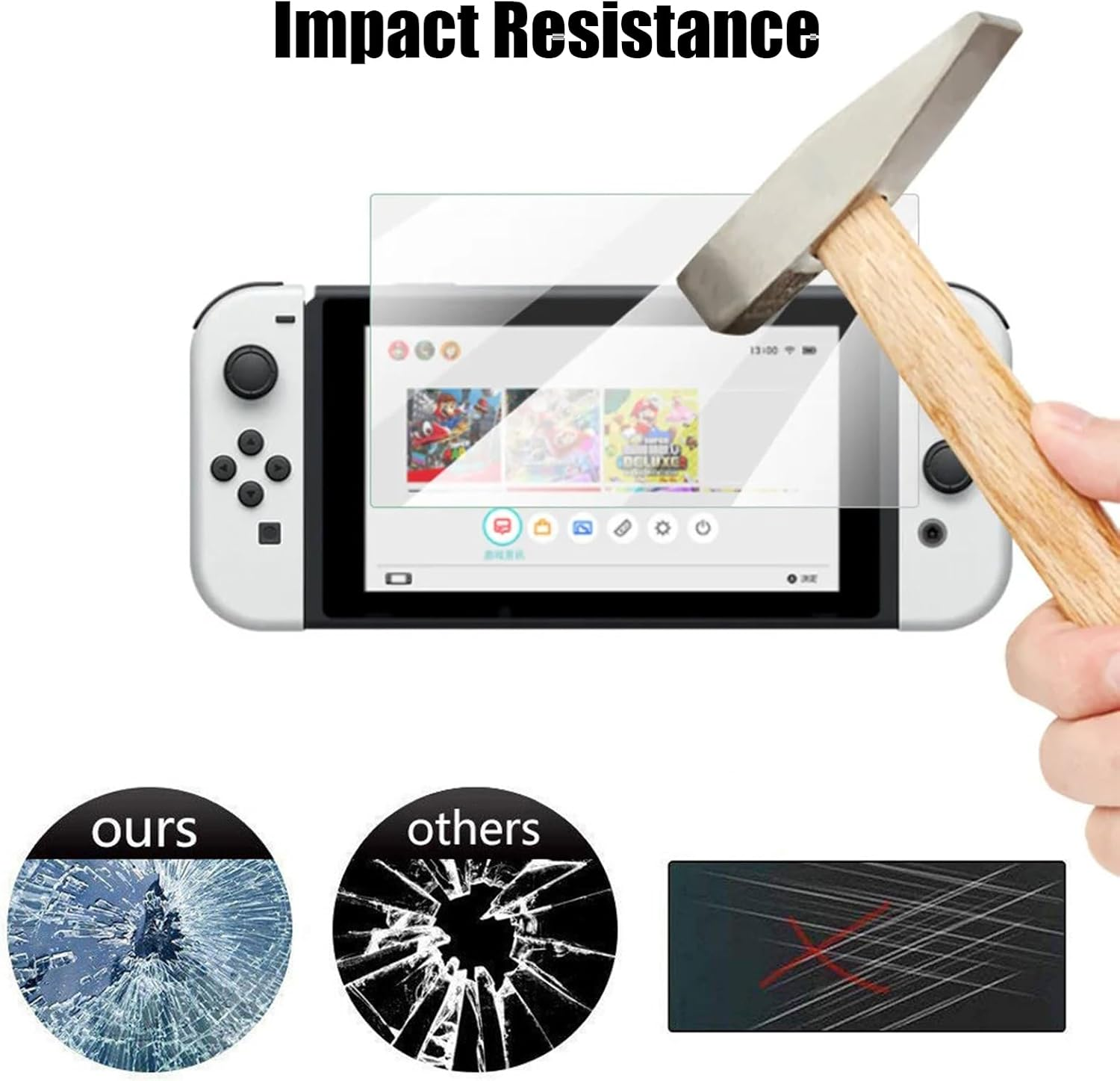 Vonzuda 3 Pack Screen Protector for Nintendo Switch OLED Model 2021, Ultra HD Tempered Glass Screen Protector Compatible with Nintendo Switch OLED 7 Inch (3)