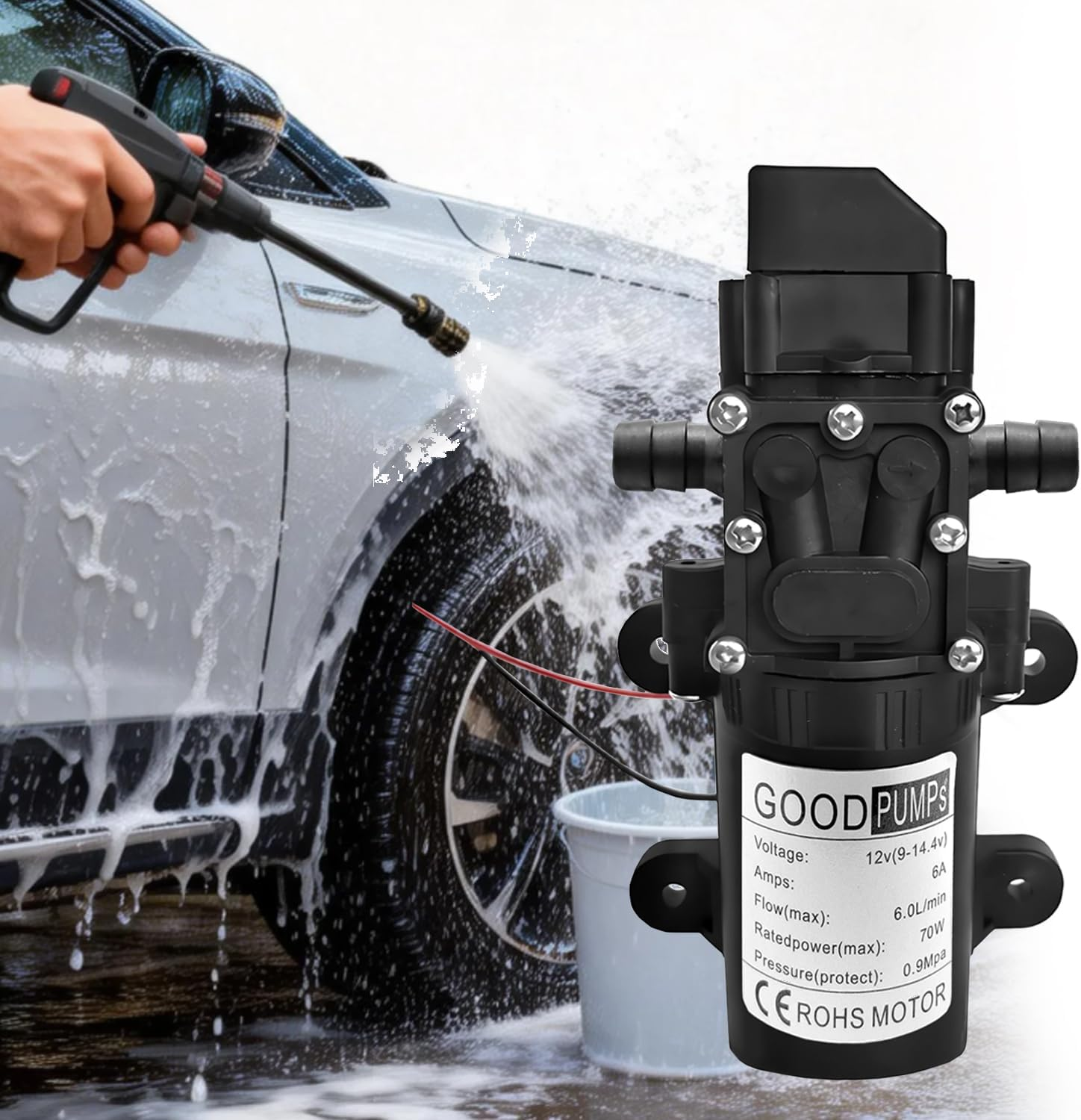 Yotsuba 12V Water Pump 6L/Min 70W 130PSI Pressure Self-Priming Caravan Camping Boat image number 4