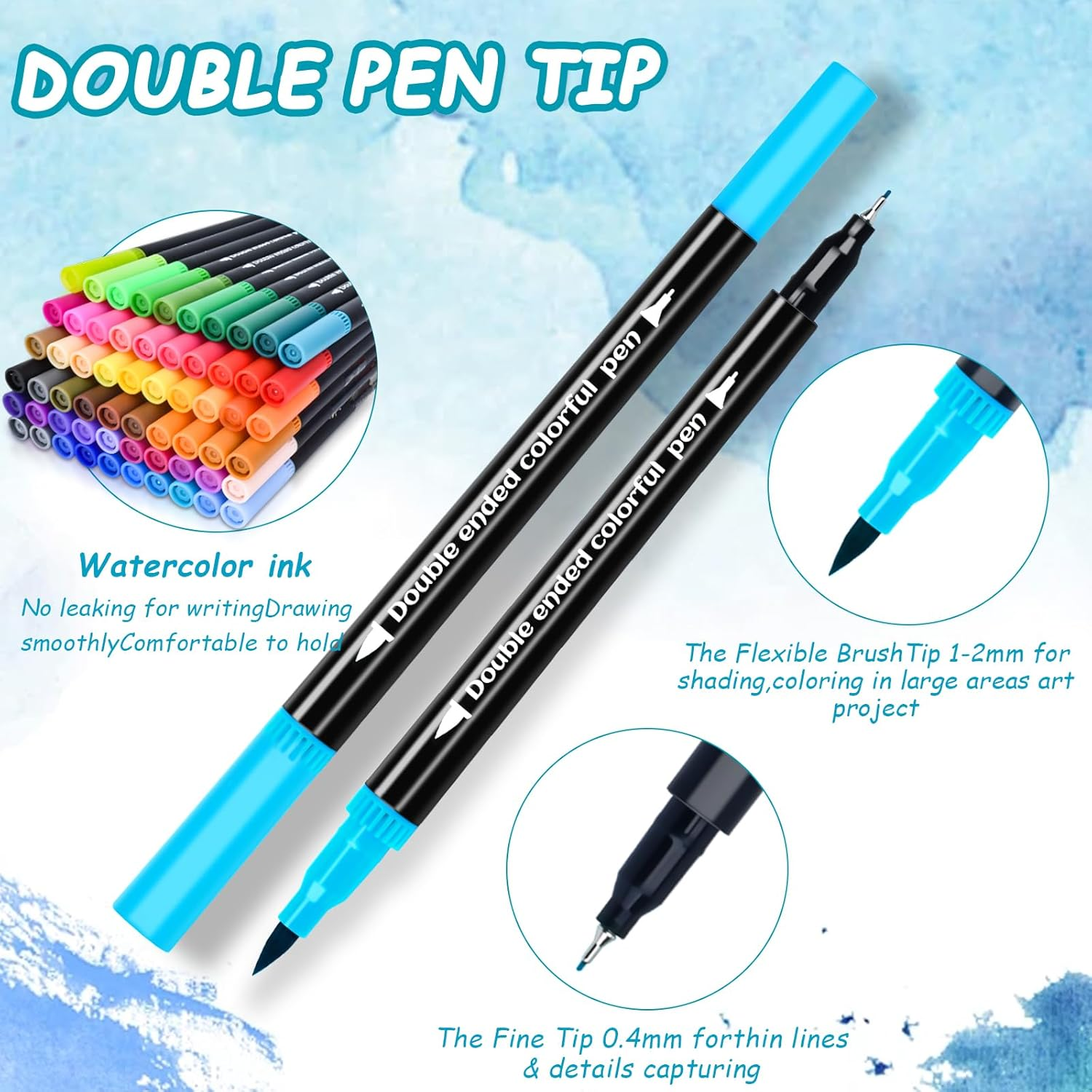 72 Colors Dual Markers Brush Pens, Art Markers Colored Pens for Adult Coloring Books, Brush and Fine Point Dual Tip Artist Colored Marker Set for Drawing Adult Coloring Hand Lettering image number 2