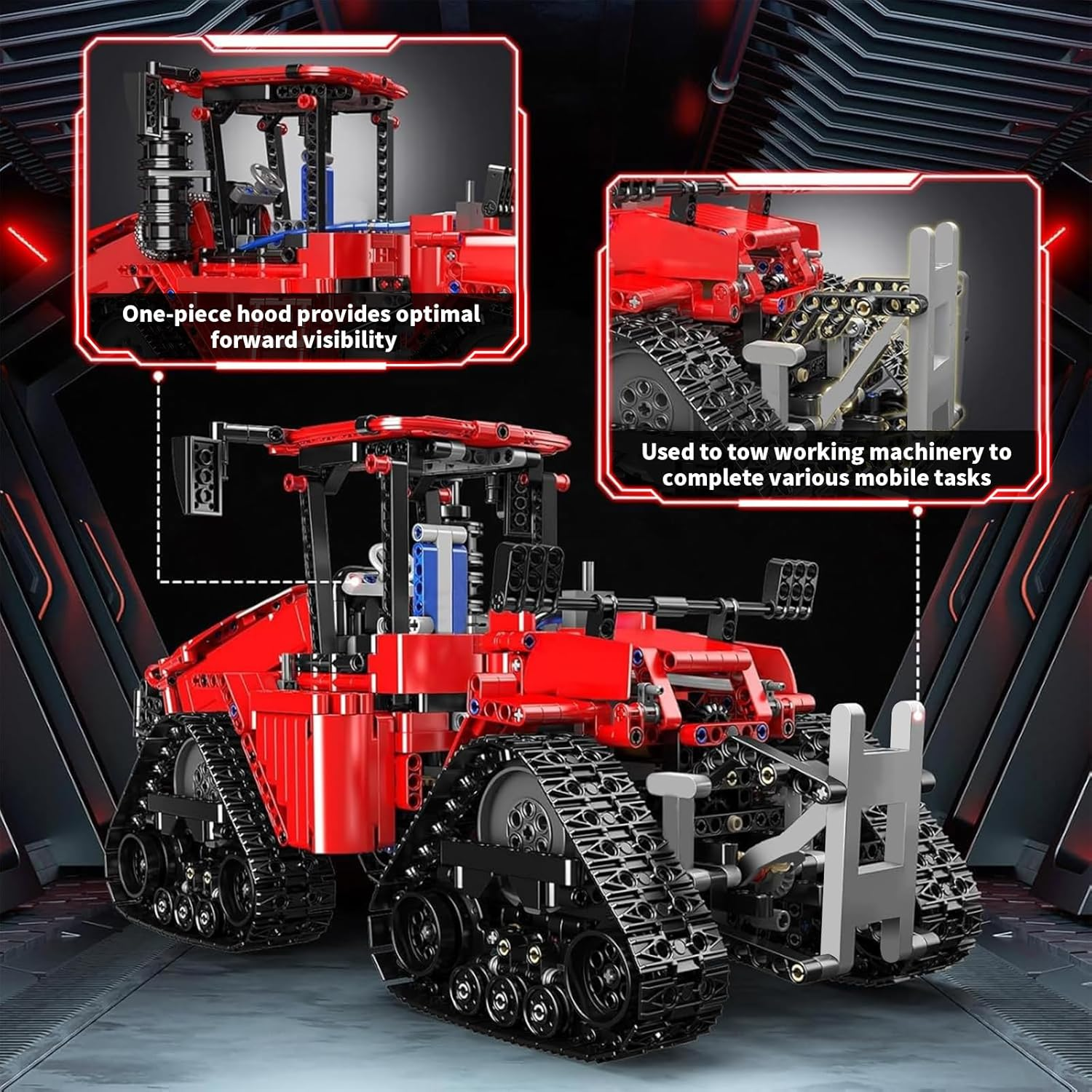 Mould King 18020 Pneumatic Tracked Tractor Vehicle Building Set, Remote Control Car Model Block Kit MOC, STEM Gift Toy to Build for Boys Girls Aged 14+ 1698Pcs image number 5