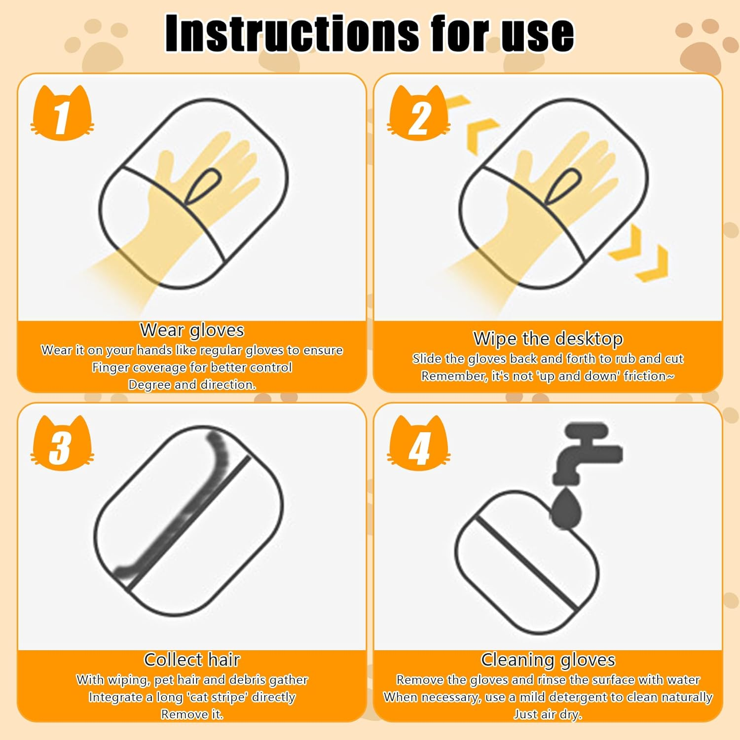 Oiuyamn Pets Double-Sided Pet Grooming Gloves,Pet Grooming Gloves,Dog Grooming Gloves, Grooming Gloves for Pets,Pet Hair Remover Gloves,Pet Fur Cleaning Gloves