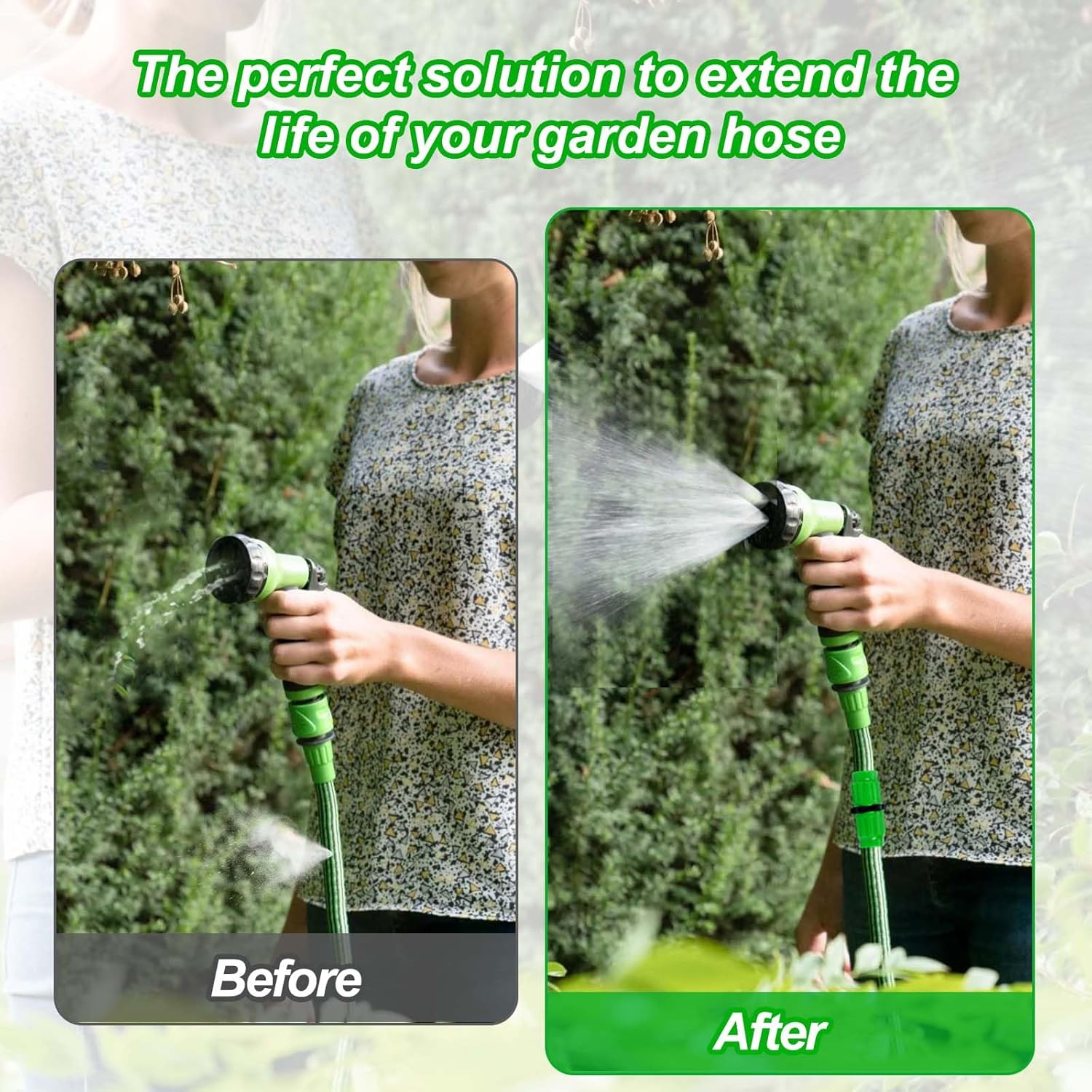 Expandable Garden Hose Repair Kit,4 PCS Dual-Channel Hose Female Male Connectors Accessories with Metal Clamp Compatible with Pocket Hose Fit for 3/4" or 5/8" Garden Hose Fitting image number 6