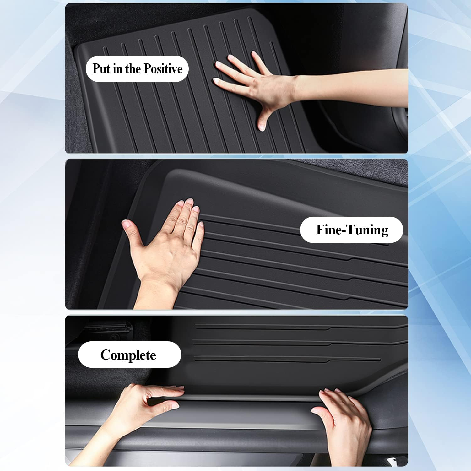 Yotsuba for Tesla Model Y Floor Mats, 3PCS 3D TPE All-Weather Waterproof Floor Liner Suit for Tesla Model Y 2017-2024