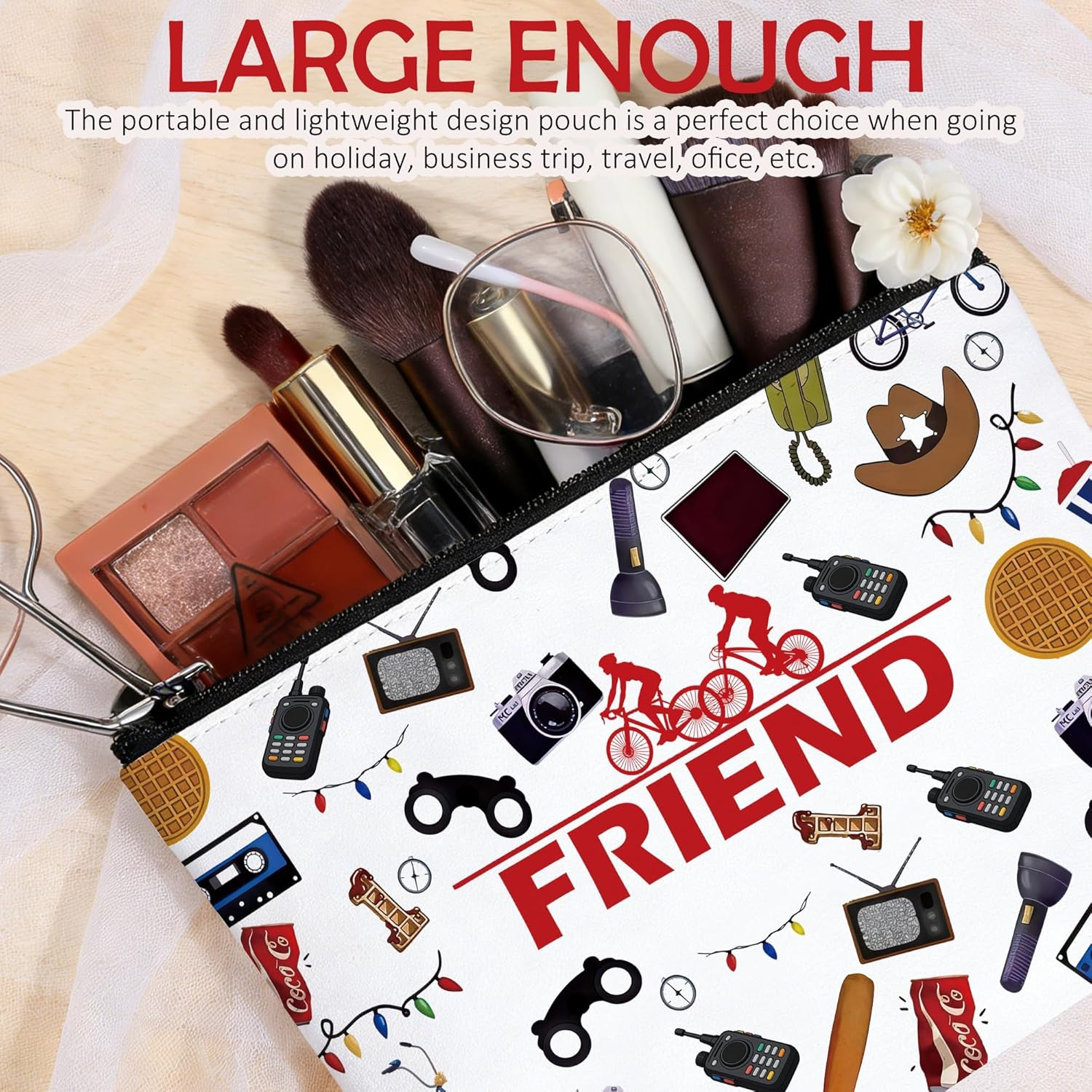 Friendship Travel Makeup Bag, Cool Thing Merch Gifts, Large Capacity Cosmetic Bags for Women with Handle, Valentines Day Gifts for Girlfriend Bestie Sister Toiletry Organizer Christmas Birthday Favor image number 2