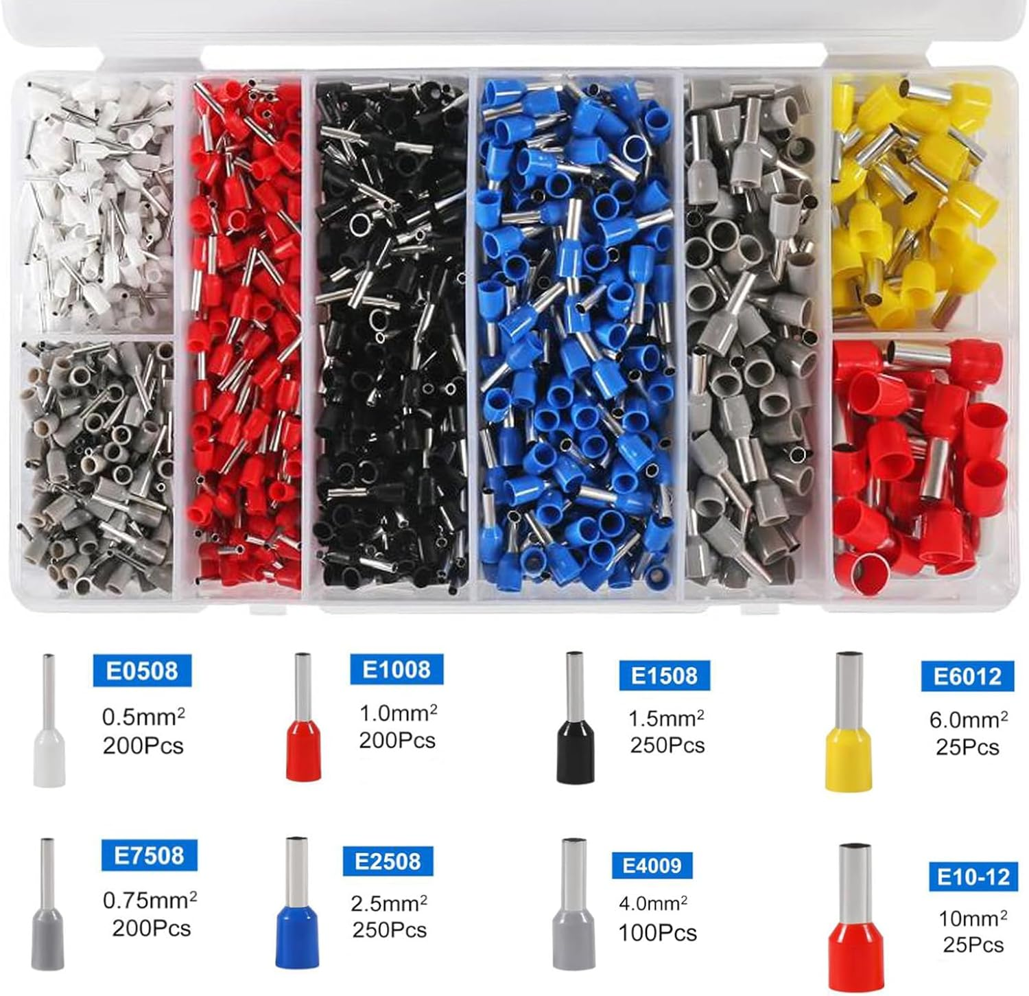 DIANN Ferrule Crimping Tool Kit Self-Adjustable Ratchet Wire Crimping Tool Kit Crimper Plier Set with 1250Pcs Wire Terminals Crimping Connectors Wire End Ferrules