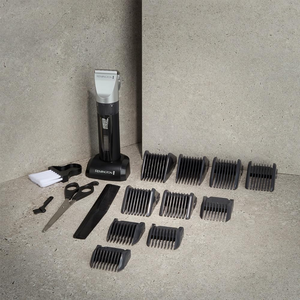 Remington HC5811 Professional Hair Trimmer (Self-Sharpening Ceramic Blades, 10 Attachment Combs, Mains / Battery Operated, Durable Lithium Battery, Professional Aluminium Case, Hairdressing Cape) Hair Trimmer, Hair Trimmer image number 6