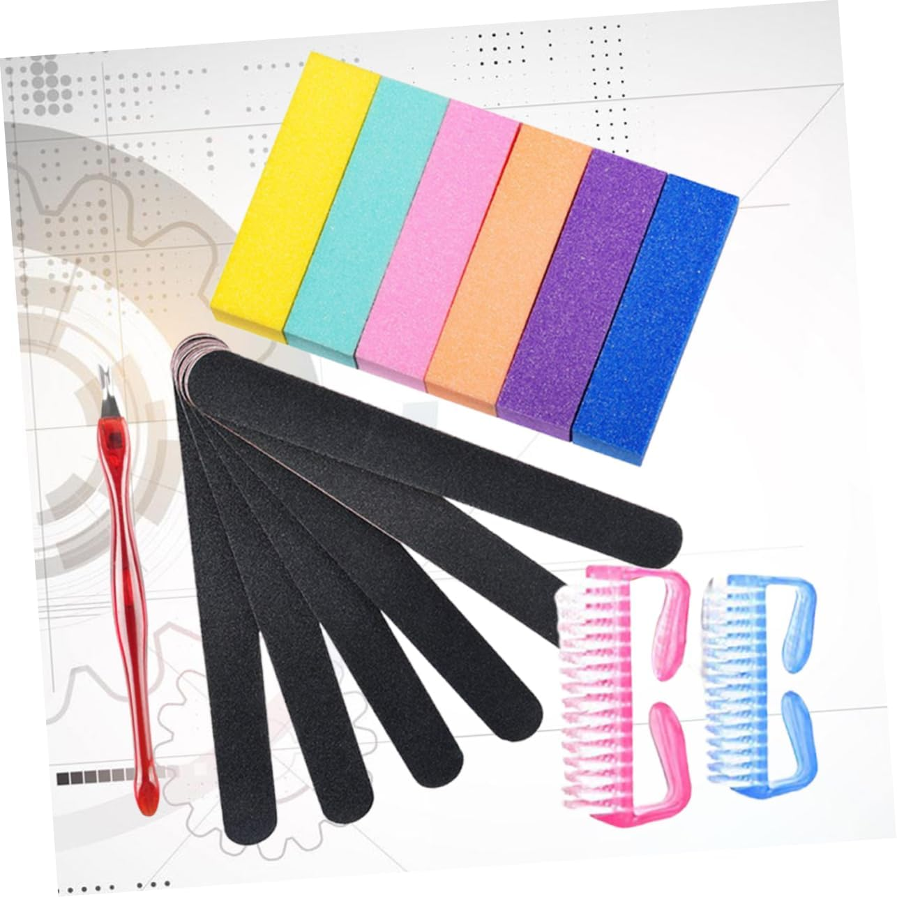 Minkissy Nail Art Tool Supplies Square Nail Polishing Strip Set High Bounce Polish Files Sanding Blocks For image number 3