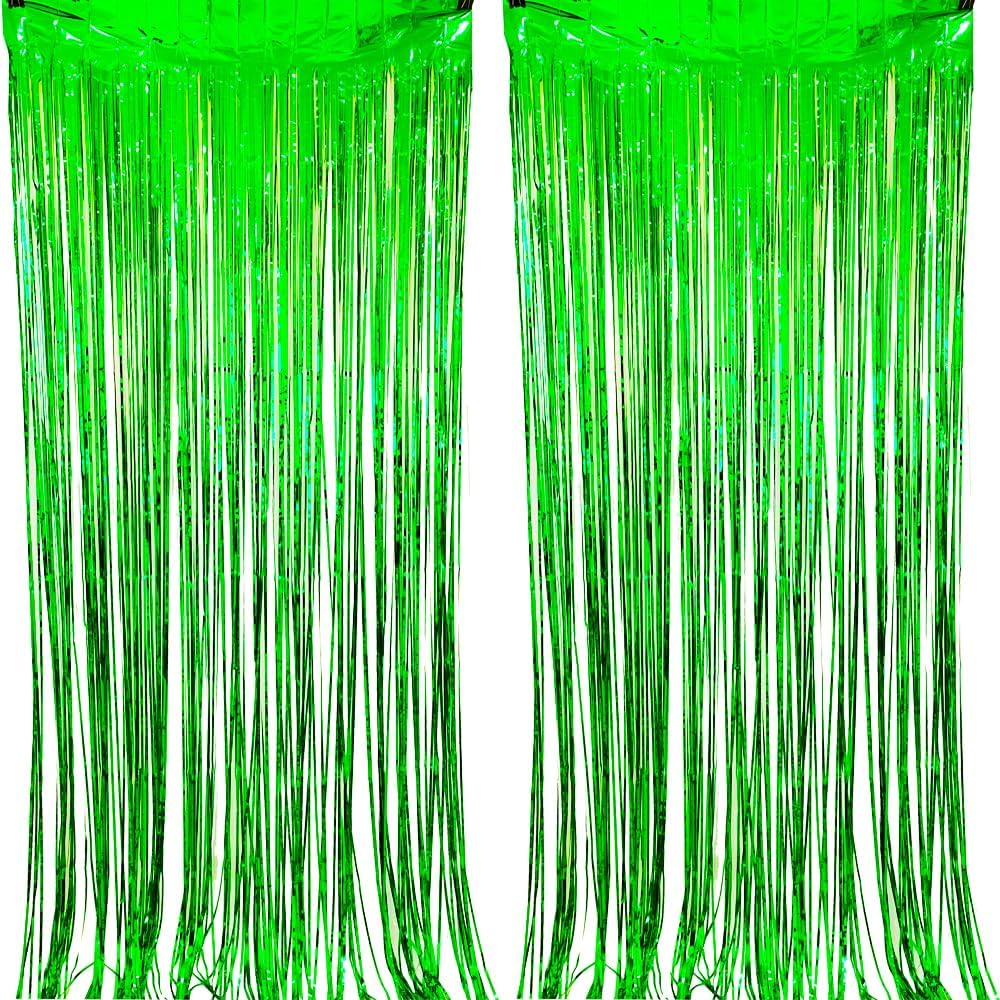 CYBERNOVA 2 Pack Fringe Curtain Backdrop, 3.2Ft X 6.6Ft Metallic Tinsel Foil Fringe Streamers Curtains Background for Wedding Birthday Anniversary Graduation Party Decoration (Silver) - Blue image number 4