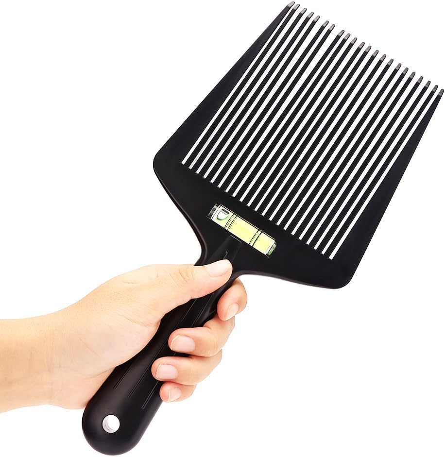 Flat Top Guide Hair Comb, Haircut Level Comb Bang Oil Hair Comb Barber Cutting Angle Adjustment Wide Tooth Comb Styling Tool Hairdress Groom Comb (Black, One Size)