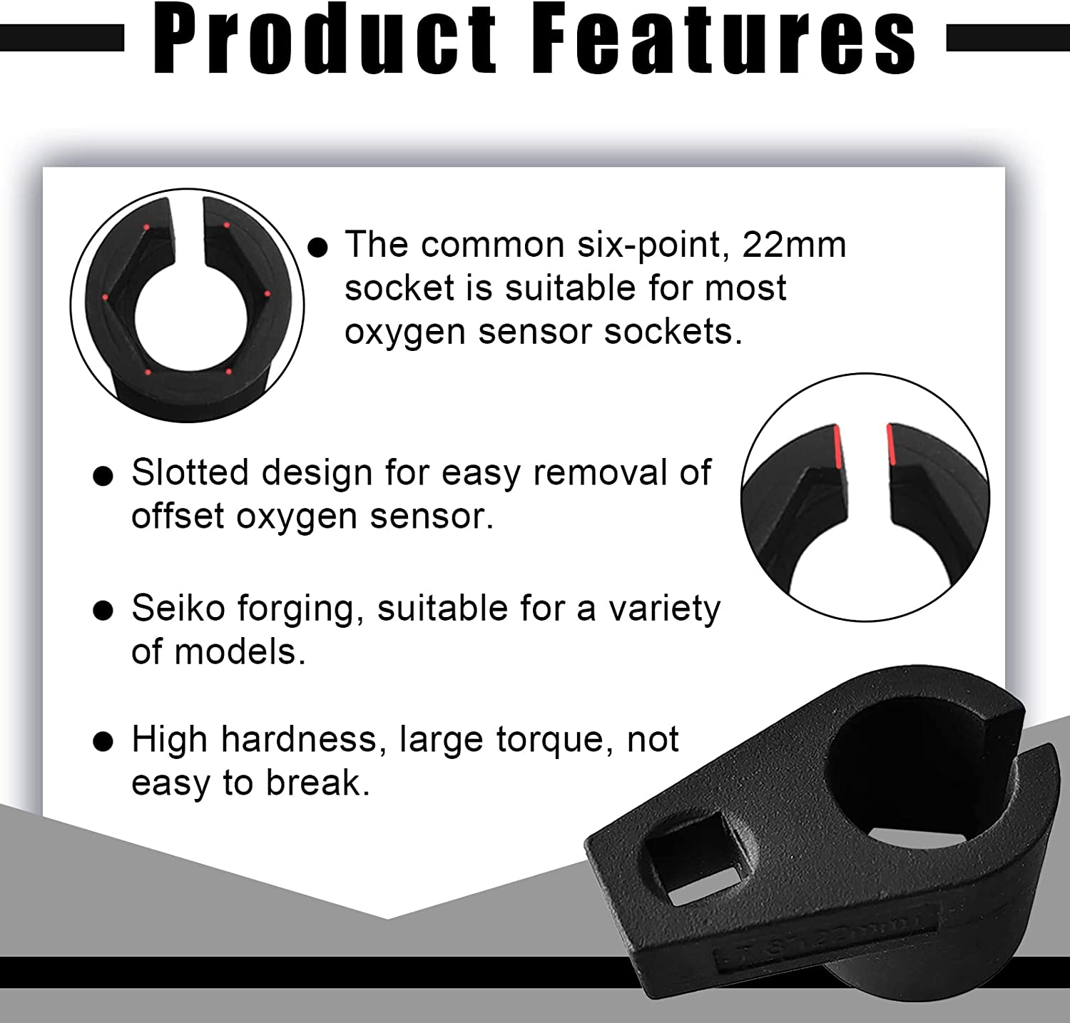 Stymart Offset Oxygen Sensor Socket, 3/8-Inch Drive by 7/8-Inch 22Mm, Wire Gate Accesses Sensor from Side, Preventing Damage to Wires, Universal for Most Models of Cars image number 4