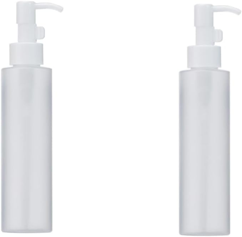 Naisfei 2 Pcs Empty Plastic Pump Bottles Dispenser,150 Ml Pump Bottle Dispenser,Refillable Flat Lotion Dispenser Leakproof Empty Lotion Pump Bottle for Essential Oil Soap Lotion Shampoo Clear