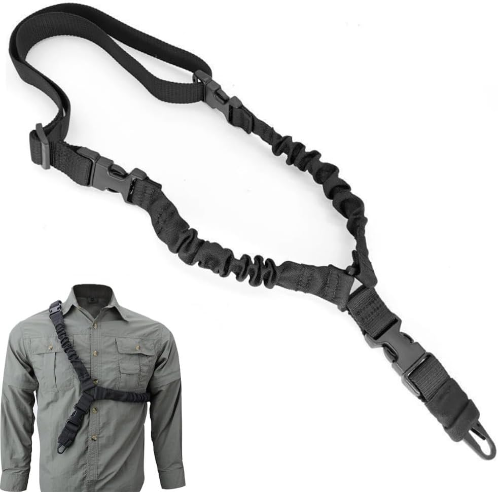 Poemtian Single Point Sling, Slant Shoulder Nylon Quick Release Mountaineering Rope, Multiple Use Tools, with Shoulder Pad and Metal Hook, Adjustable Length Outdoor Sports image number 4