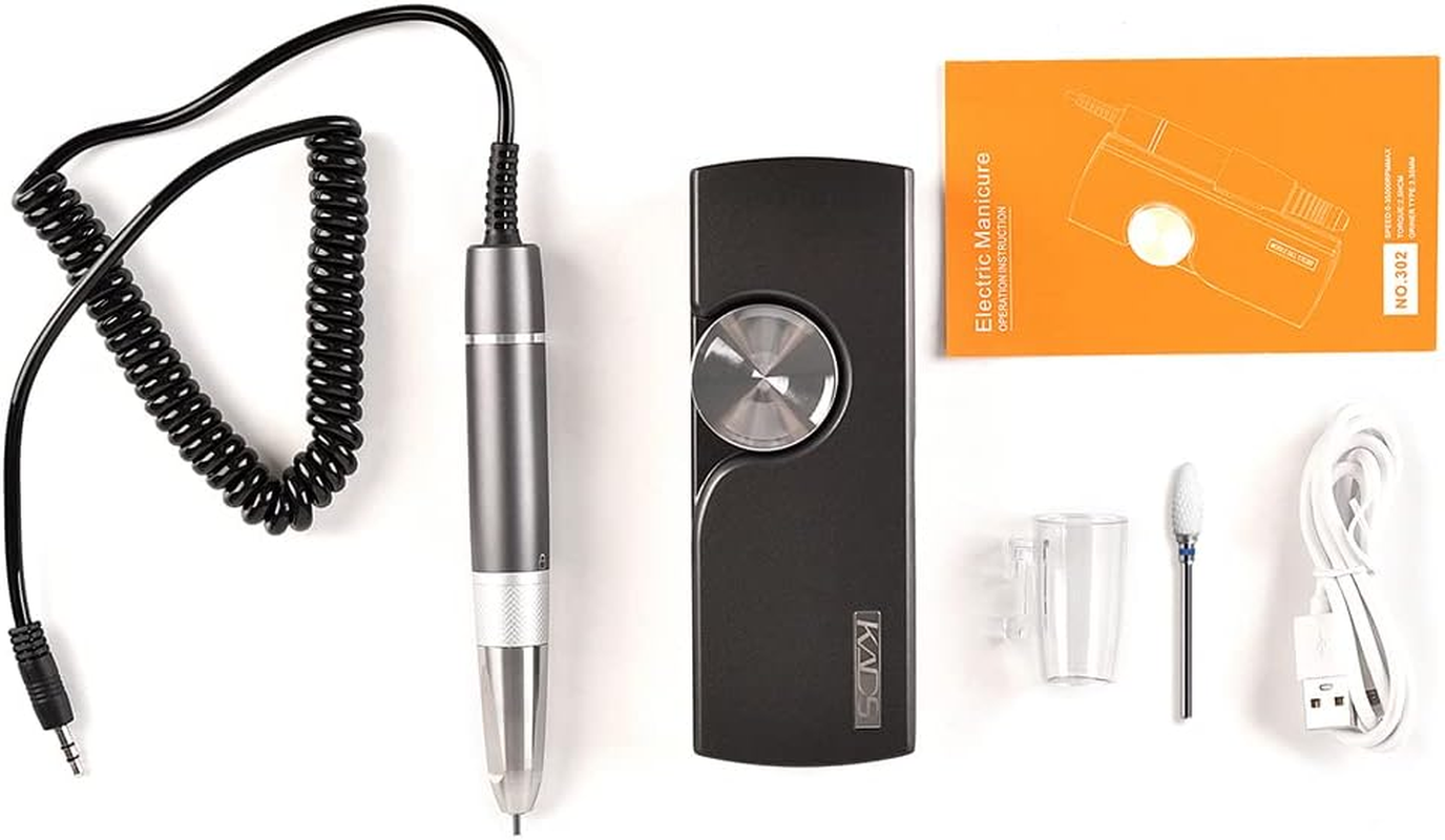 KADS 35000RPM Motorized Nail File 4000MAH High Capacity Battery Motorized Nail Drill Machine USB Charging Perfect for Turning off Gel Nails Motorized Gel Nail off Electric Nail File with Bit Nail File image number 3