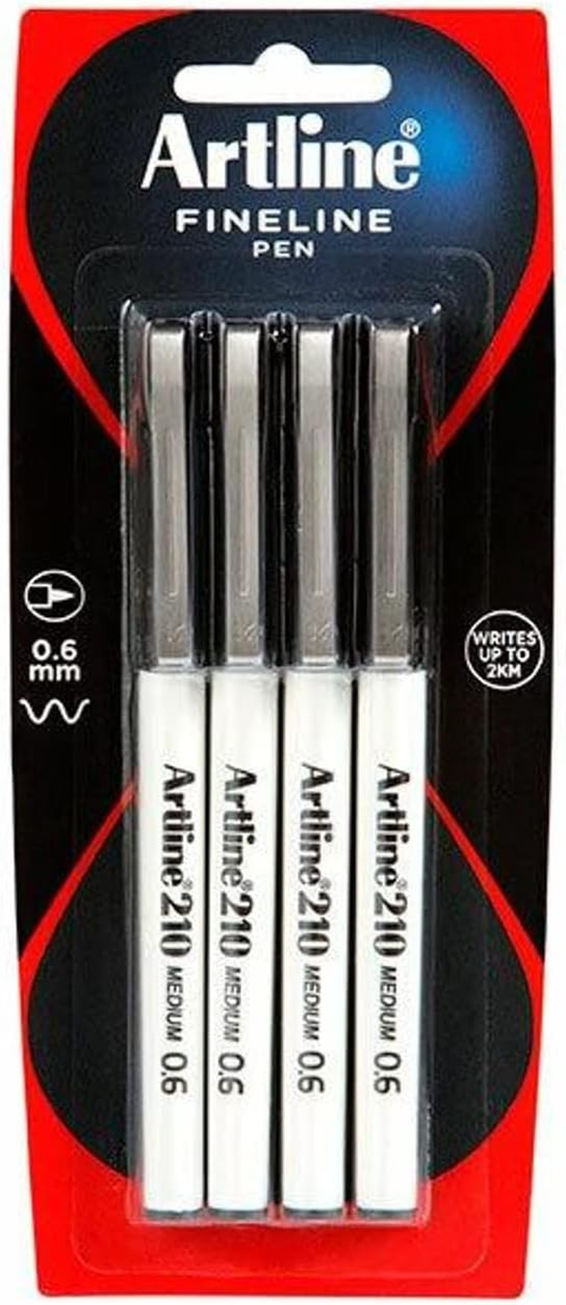 Artline 210, 121082, Fineliner Pen, Hangsell, 0.6Mm, Black, 4 Pack - Black image number 2