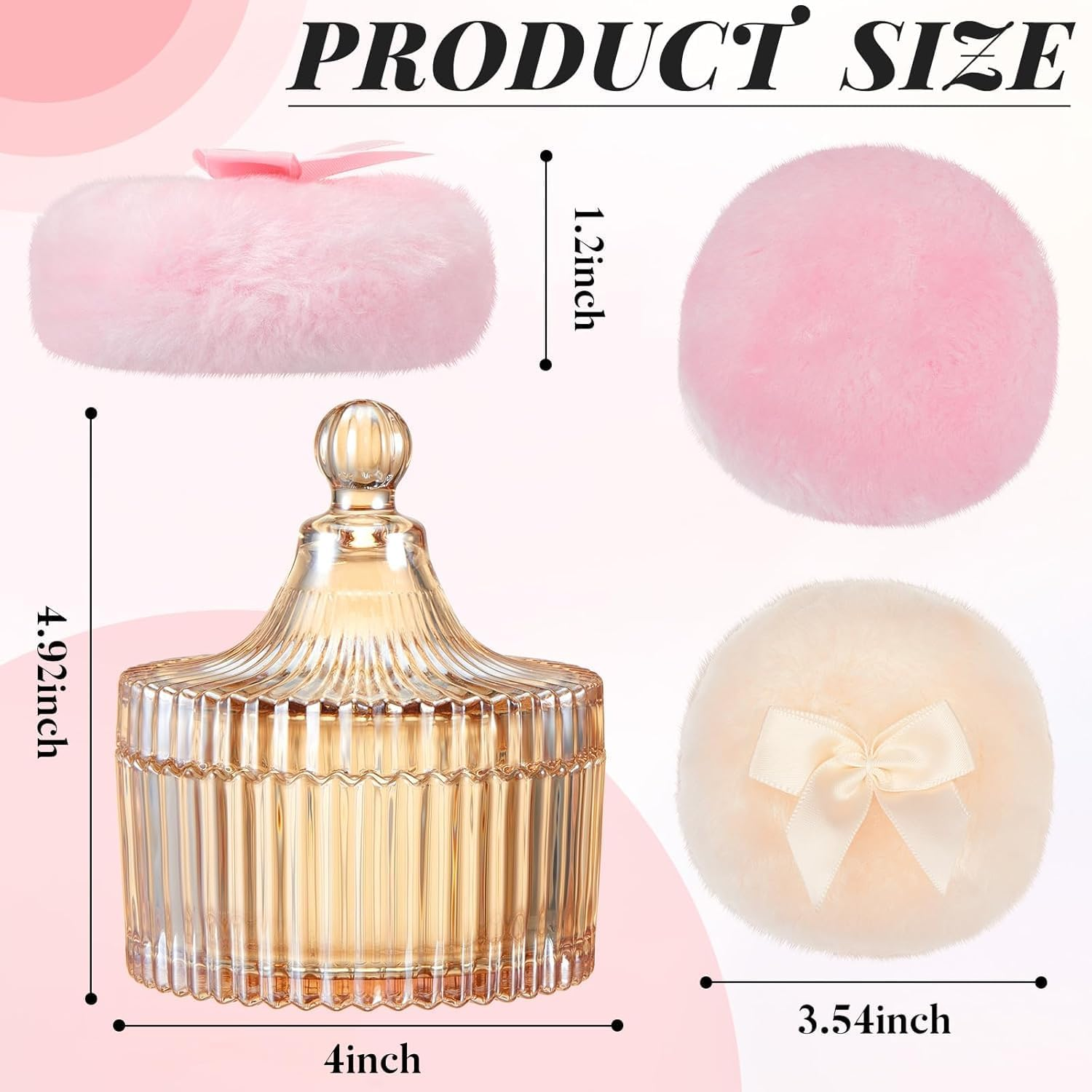 Large Body Powder Puff with Clear Crystal Case &ndash; Soft Washable & Reusable Velour Puff for Wet/Dry Makeup image number 3